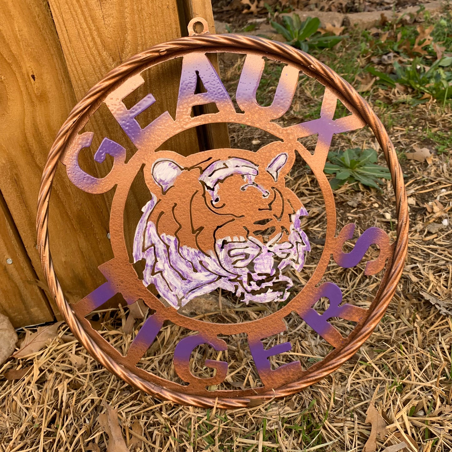 12",18",24",32" GEAUX TIGERS CUSTOM VINTAGE METAL CRAFT TEAM WALL ART HANDMADE