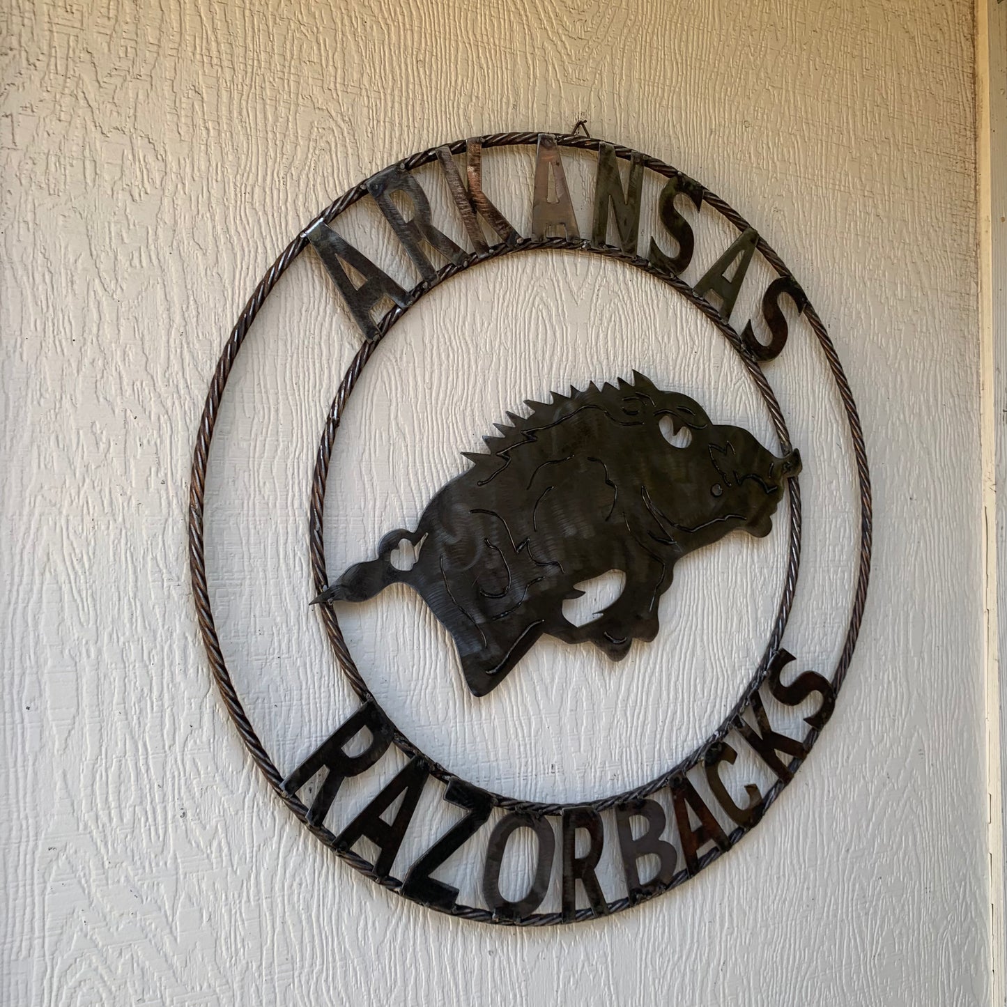 ARKANSAS RAZORBACKS CUSTOM RAW METAL VINTAGE CRAFT TEAM SIGN OFFICIAL LICENSED PRODUCT