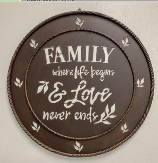 23" FAMILY & LOVE LASER CUT METAL WALL ART CUSTOM VINTAGE CRAFT RUSTIC BRONZE COPPER HAND MADE