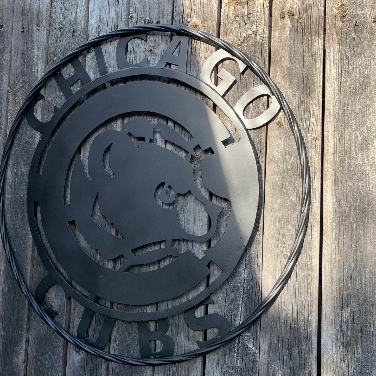 12", 18", 24", 32" CHICAGO CUBS CUSTOM BLACK & RAW METAL VINTAGE CRAFT TEAM SPORTS SIGN HANDMADE