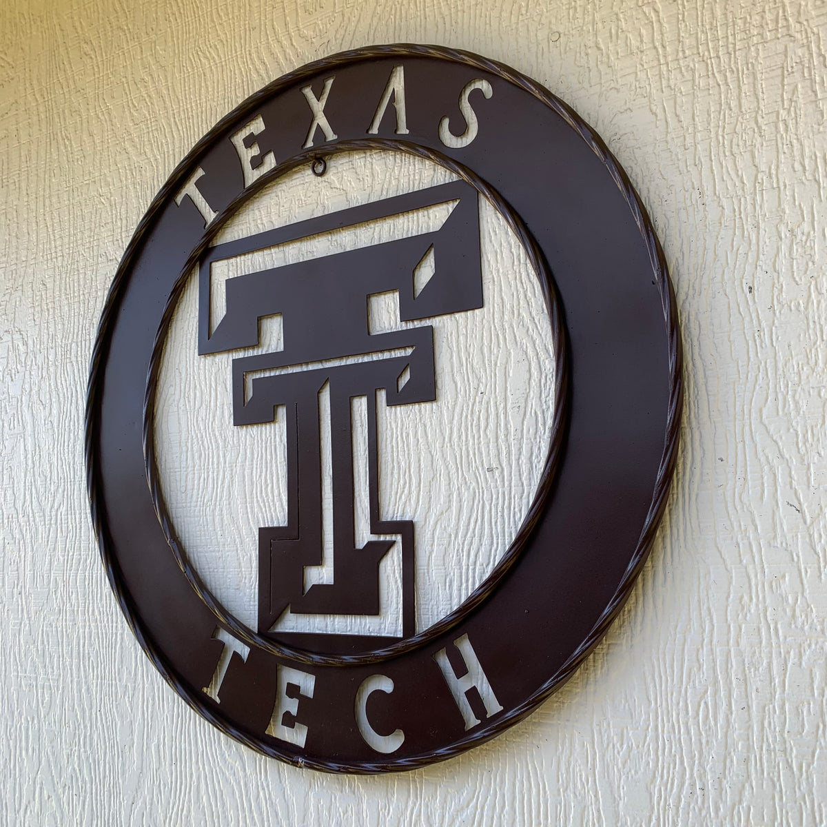 12", 18", 24", 32" TEXAS TECH BROWN WIDE BAND DISC RING CUSTOM METAL VINTAGE CRAFT SIGN HANDMADE TO ORDER