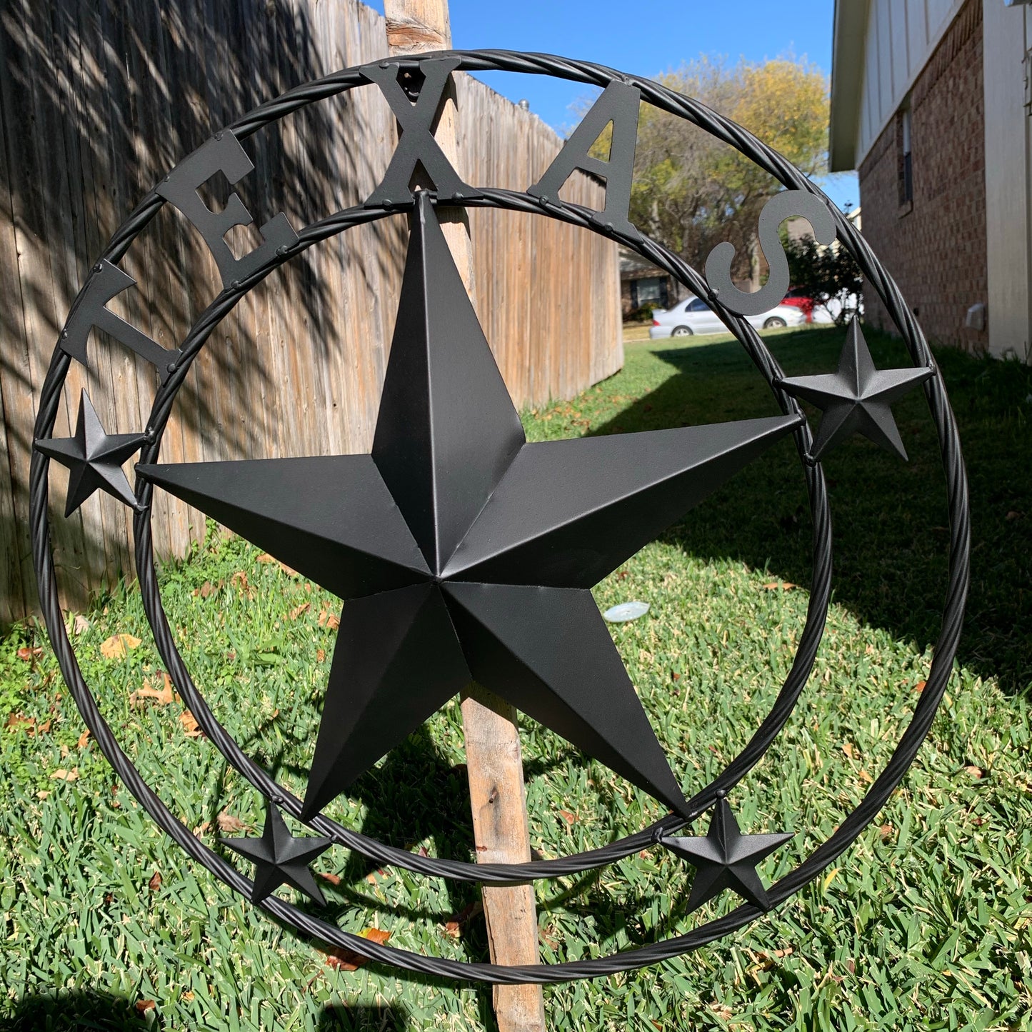 24" TEXAS BLACK STAR BARN STAR METAL ART WESTERN HOME DECOR VINTAGE RUSTIC BLACK