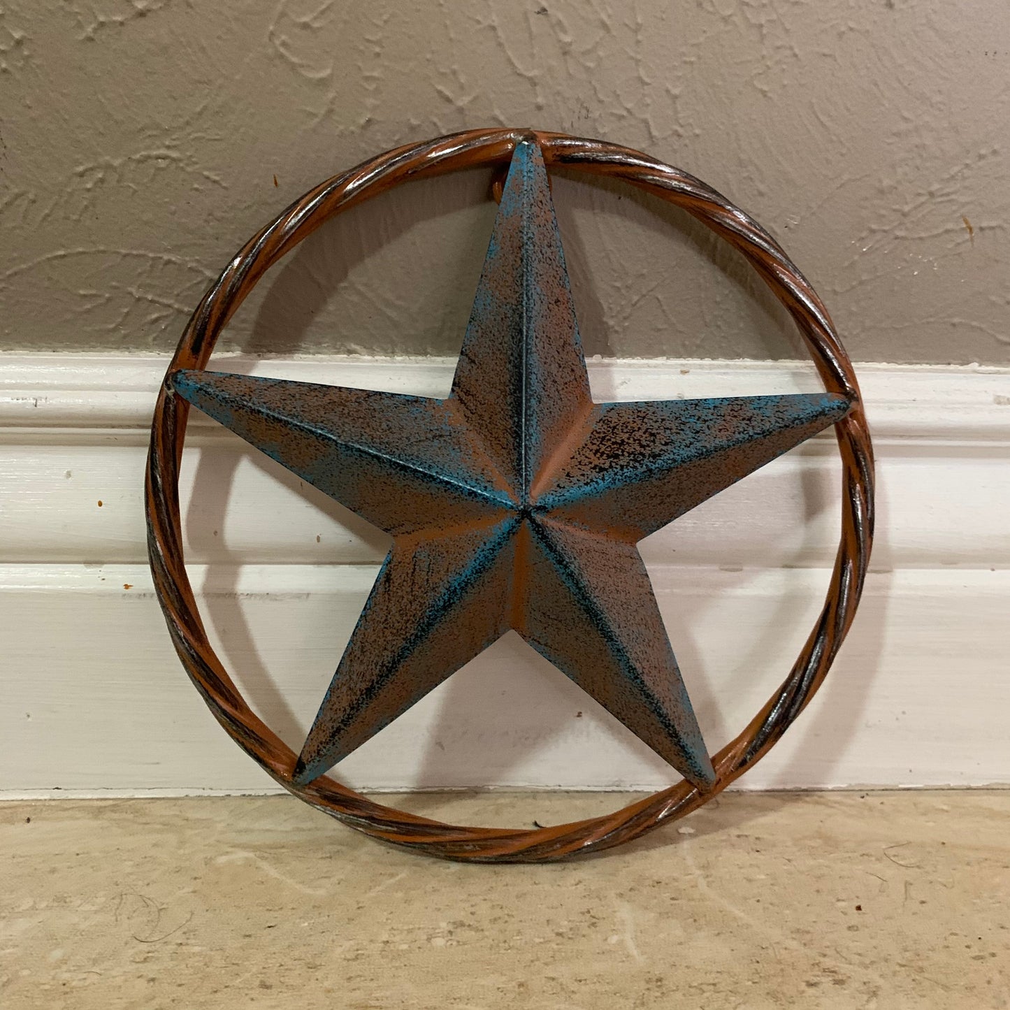 TURQUOISE DISTRESSED BARN METAL STAR WESTERN HOME DECOR ART HANDMADE #EH13601
