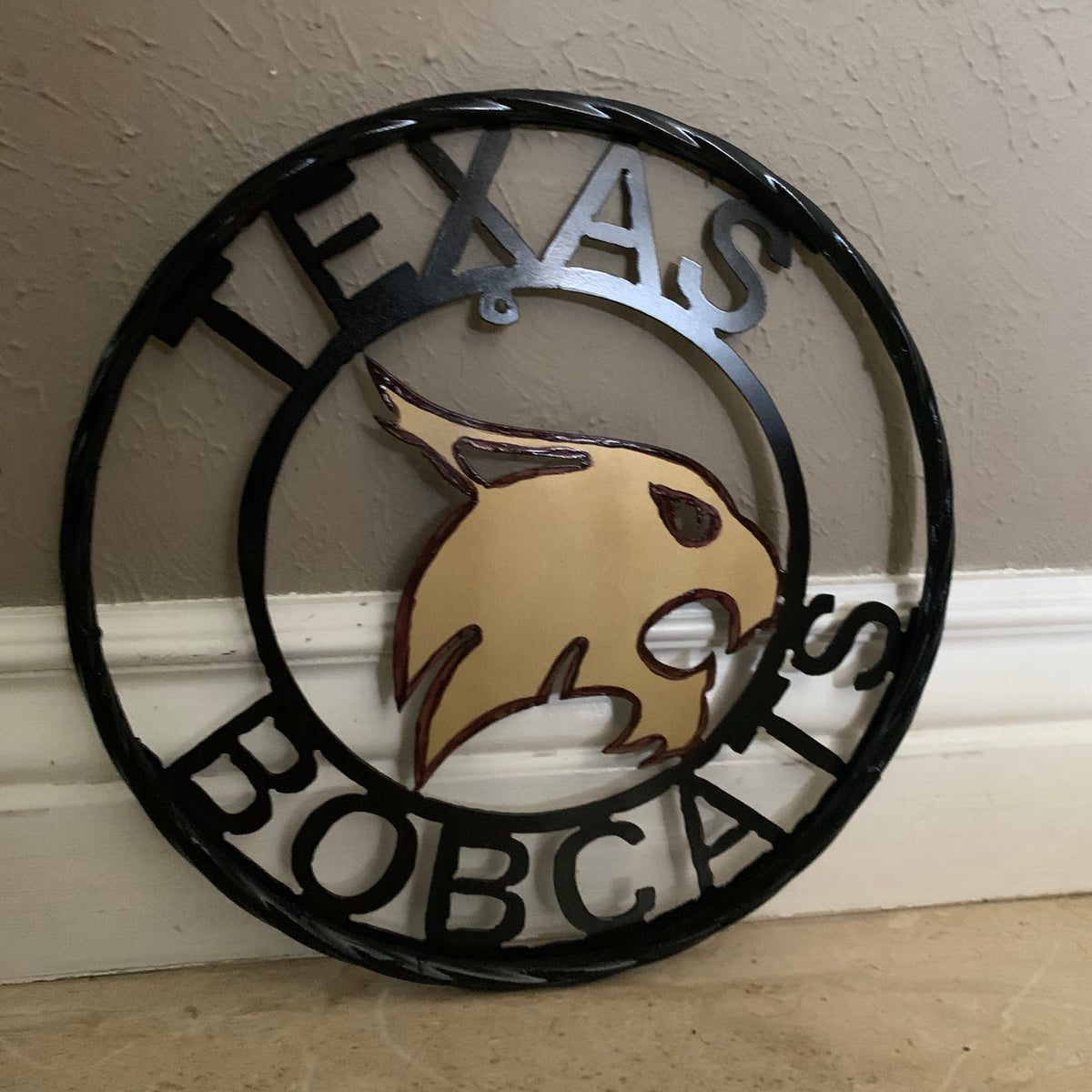 12" TEXAS BOBCATS CUSTOM METAL VINTAGE CRAFT SIGN TEAM WESTERN HOME DECOR HANDMADE