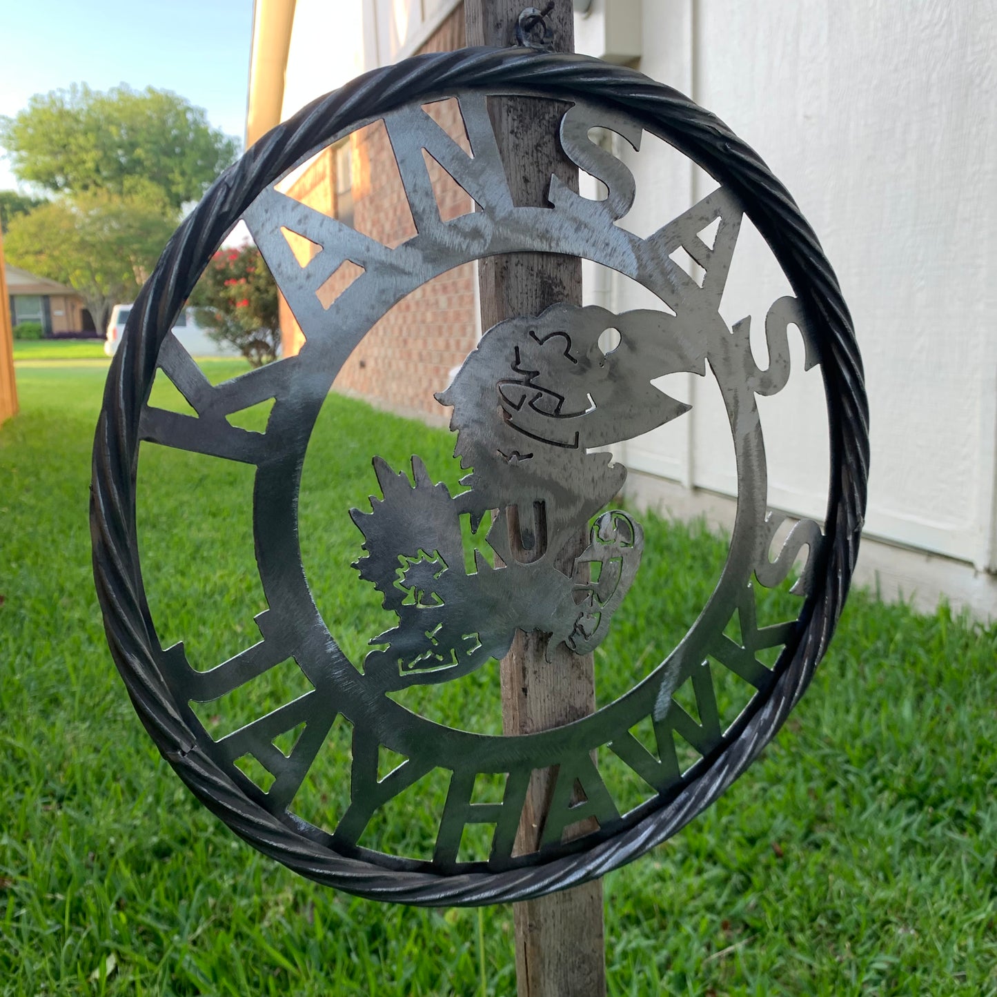 KANSAS JAYHAWKS RAW METAL CUSTOM VINTAGE CRAFT WALL ART TEAM SIGN HANDMADE