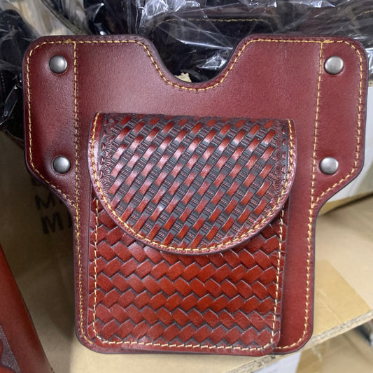 7" x 6" GENUINE LEATHER SHOOTING POUCH BELT LOOP HANDMADE NEW -- FREE SHIPPING