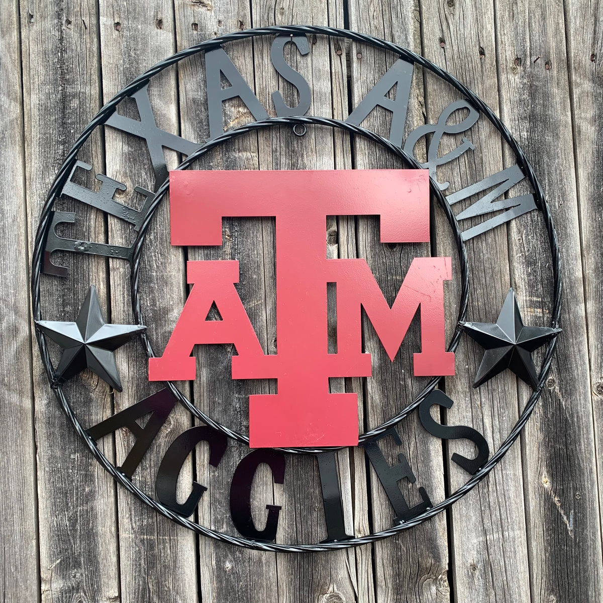 12", 18", 24", 32" TEXAS A&M AGGIES STARS METAL CUSTOM VINTAGE CRAFT WALL ART TEAM SIGN HANDMADE