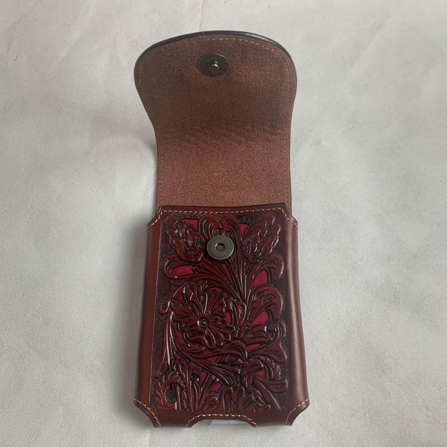 7.5" LONGHORNS COFFEE BROWN LEATHER POUCH EXTRA LARGE  BELT LOOP HOLSTER CELL PHONE CASE UNIVERSAL OVERSIZE