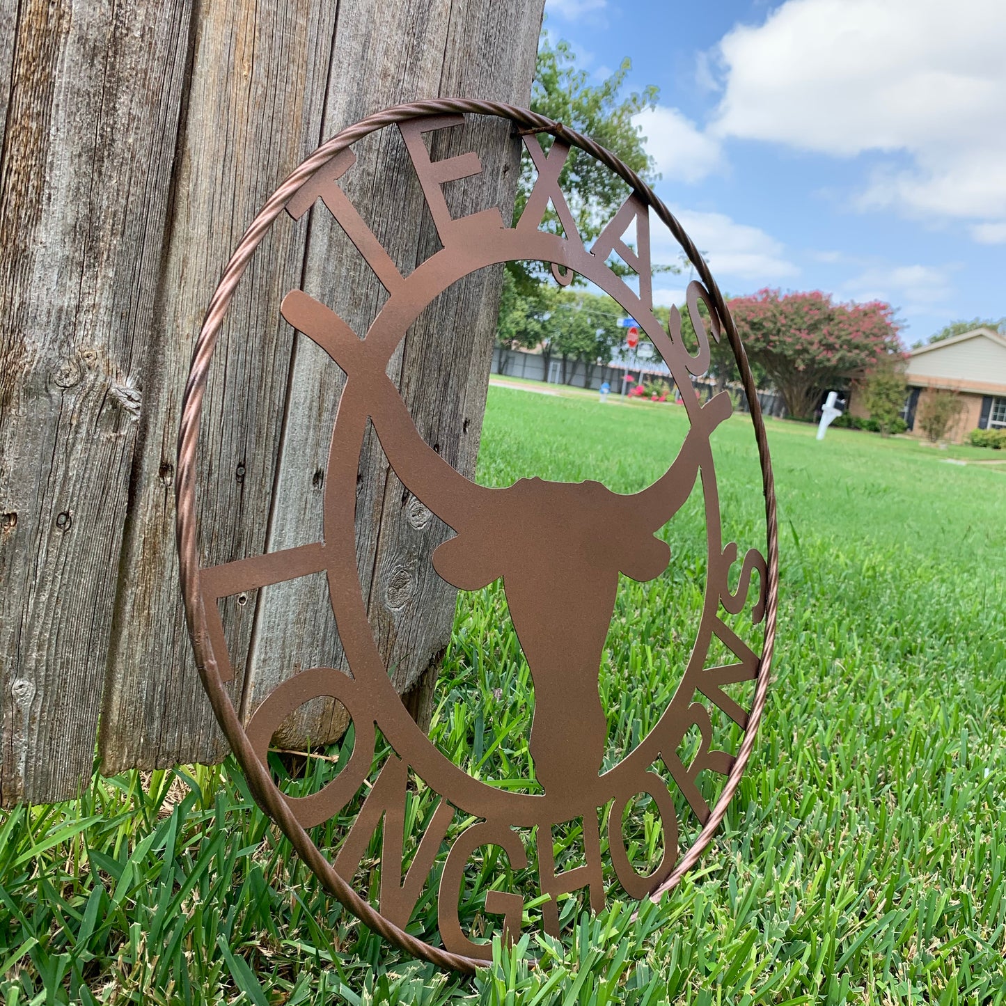 TEXAS LONGHORNS CUSTOM METAL VINTAGE CRAFT SIGN TEAM ART WESTERN HOME DECOR RUSTIC BRONZE #EH12552 12",18",24",36",50"