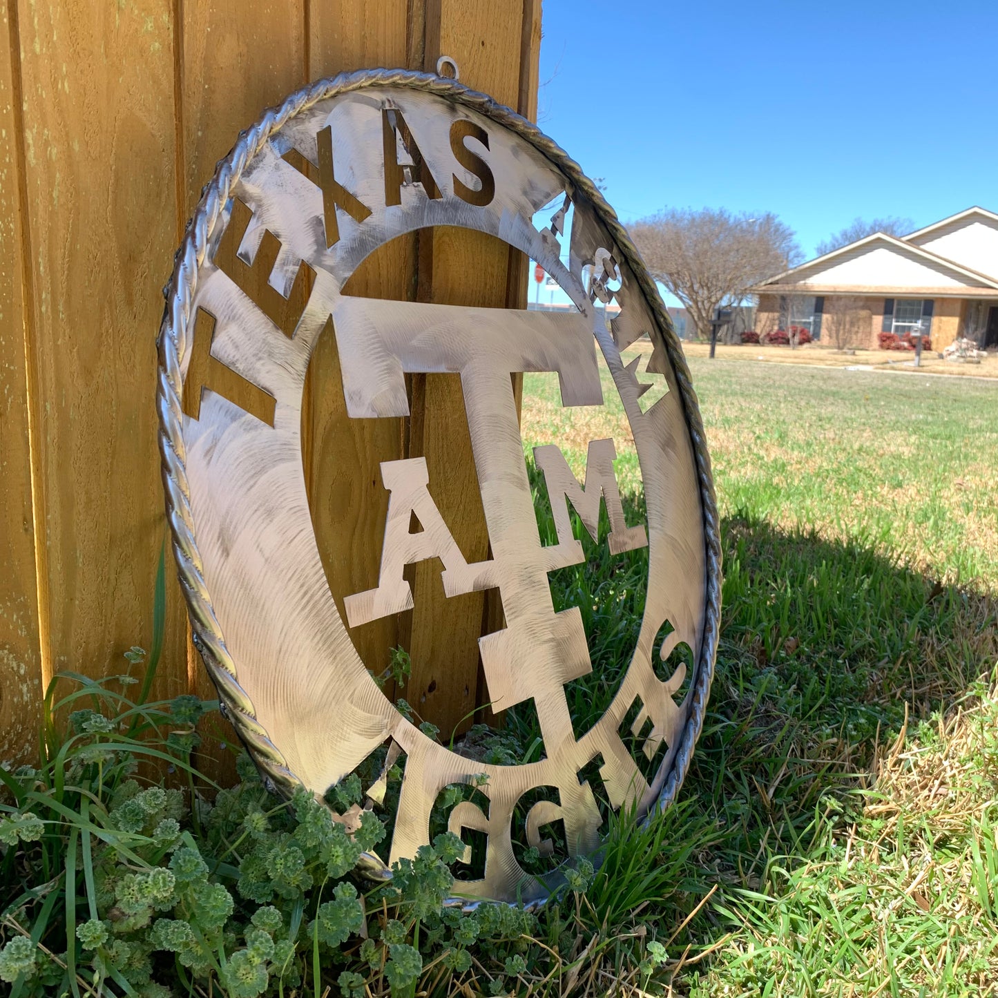TEXAS A&M WIDE BAND RAW METAL CUSTOM VINTAGE CRAFT WALL ART TEAM SIGN HANDMADE