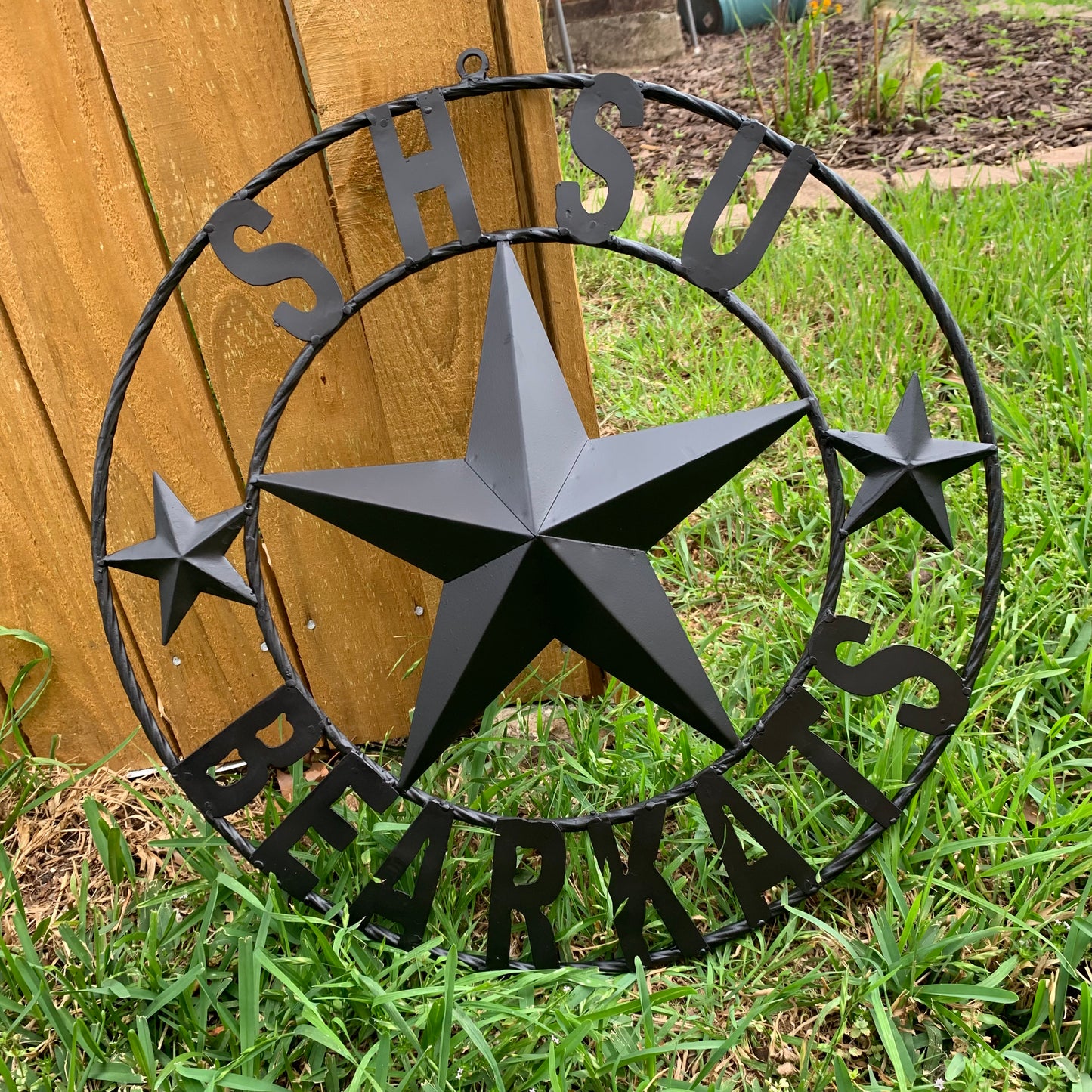 24",32" SHSU SAM HOUSTON BEARKATS RUSTIC BLACK METAL CUSTOM VINTAGE CRAFT RUSTIC BLACK TEAM STAR HANDMADE
