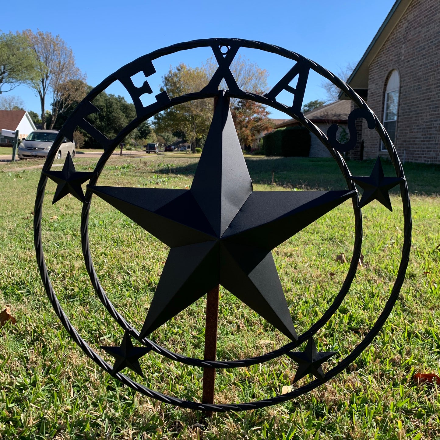24" TEXAS BLACK STAR BARN STAR METAL ART WESTERN HOME DECOR VINTAGE RUSTIC BLACK