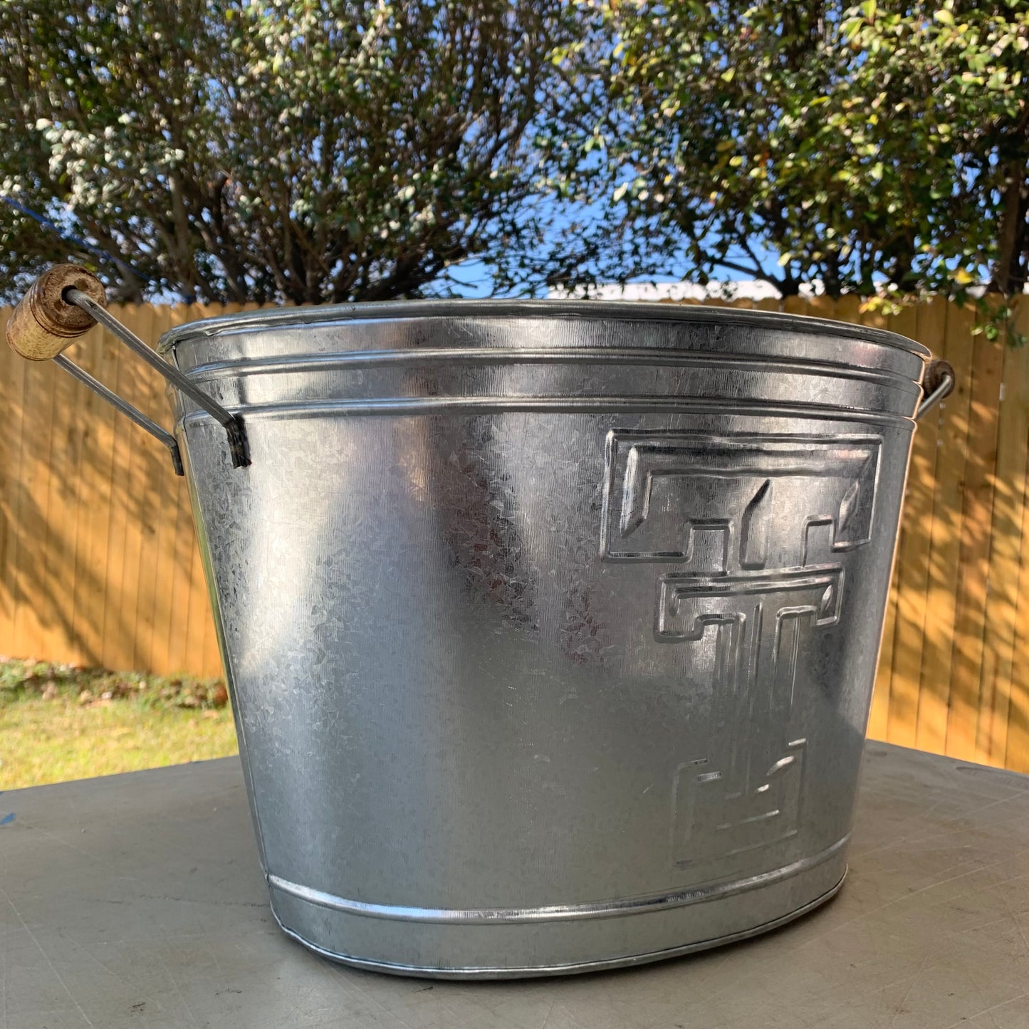 18" TECH SILVER METAL OVAL TUB WESTERN HOME DECOR METAL ART NEW #EH10397