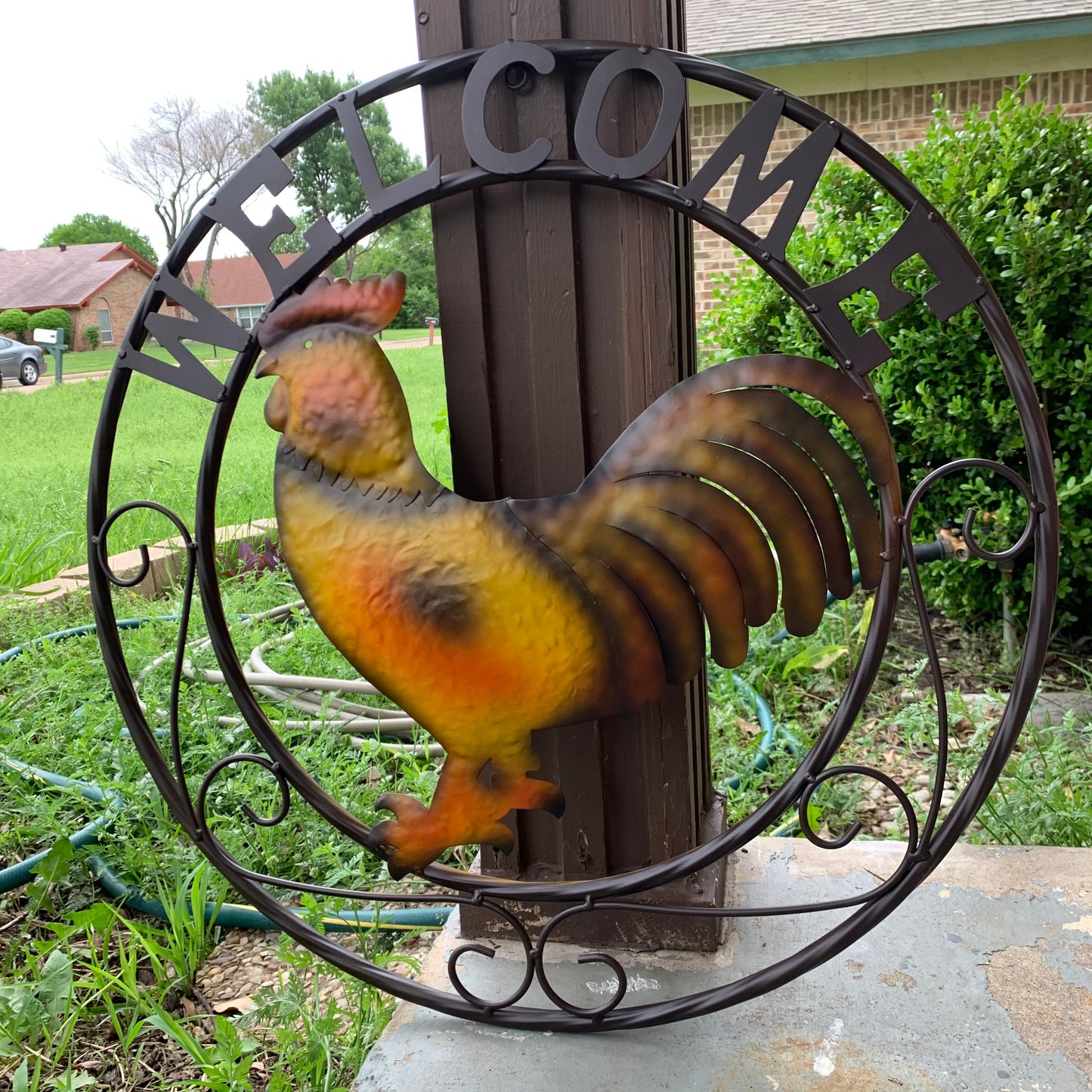 ROOSTER WELCOME 24" METAL SCROLL STYLE WESTERN HOME DECOR HANDMADE NEW-#EH10143