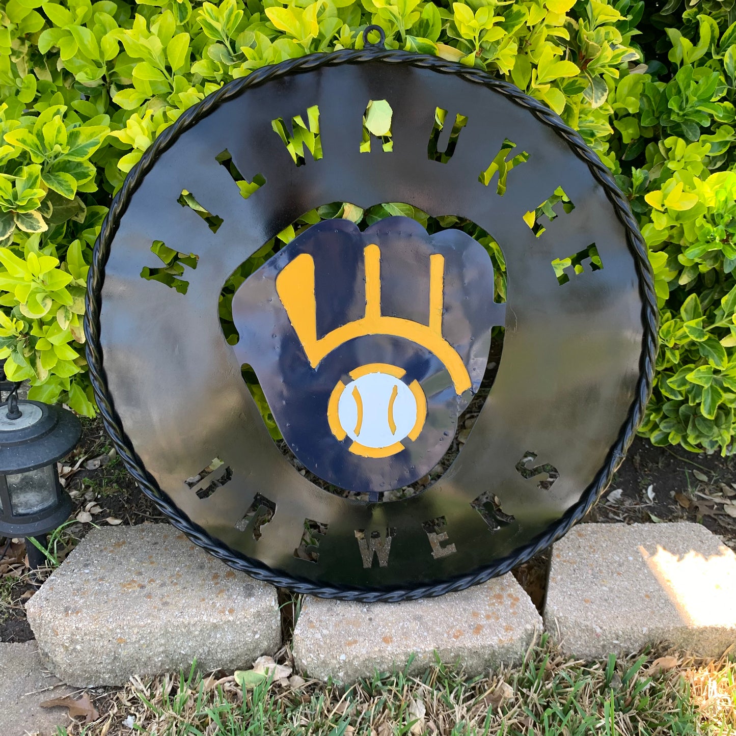 24" MILWAUKEE BREWERS WIDE BAND DISC CUSTOM METAL VINTAGE CRAFT TEAM SPORTS SIGN HANDMADE