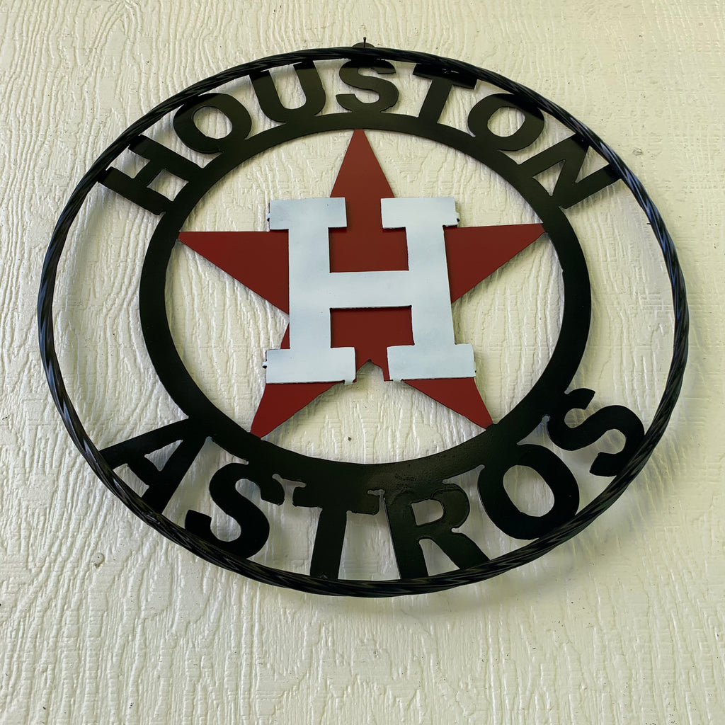 Houston Astros Retro Logo 3D Metal Artwork – Hex Head Art