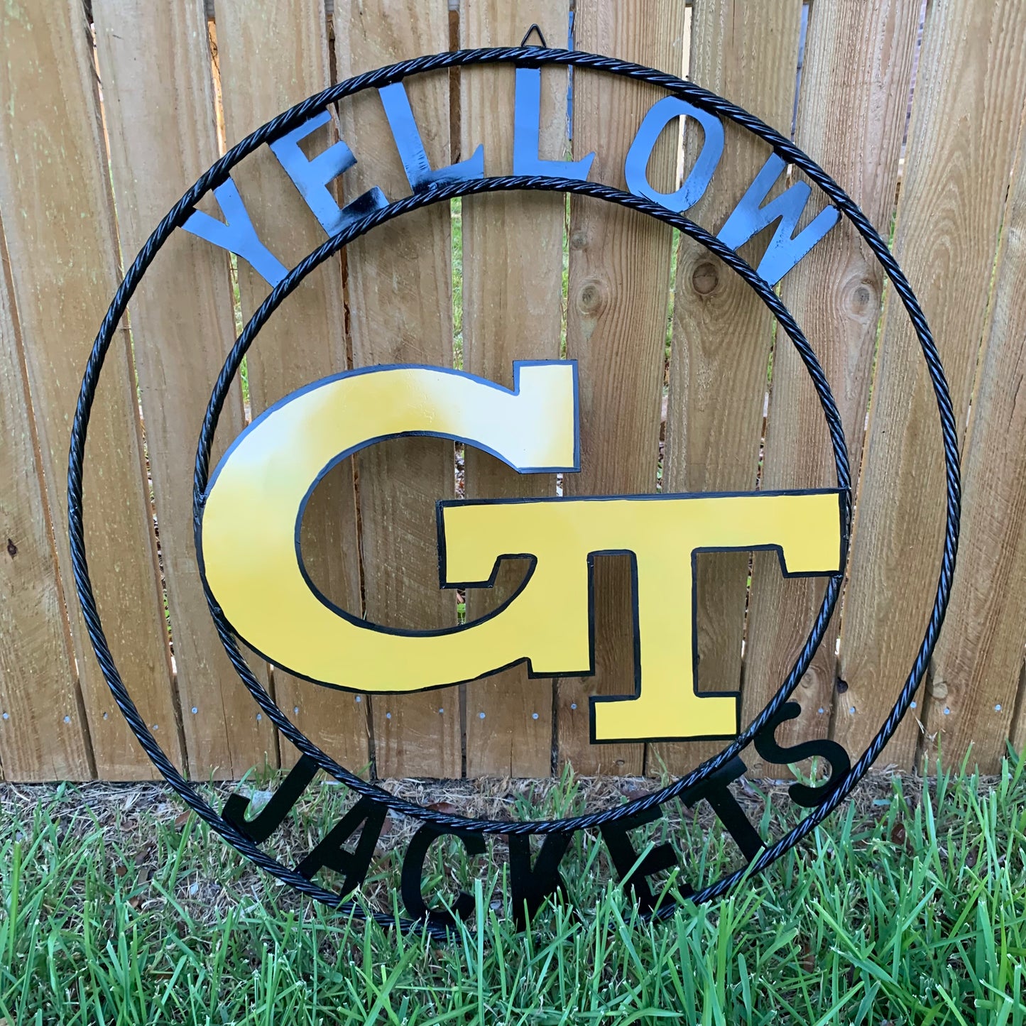GEORGIA TECH YELLOW JACKETS CUSTOM METAL VINTAGE CRAFT SIGN TEAM WALL ART WESTERN HOME DECOR HANDMADE 12",18",24",32",36"