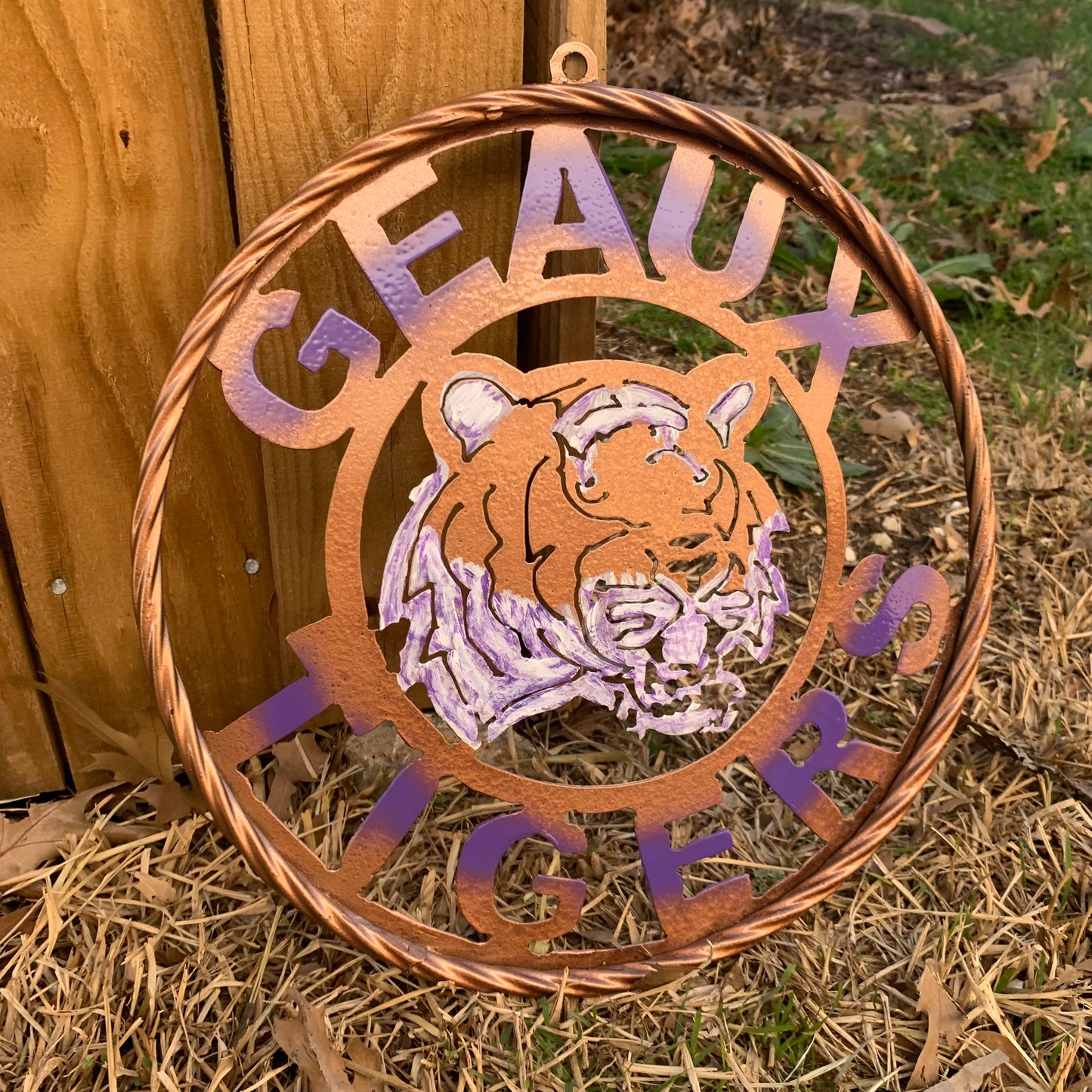 12",18",24",32" GEAUX TIGERS CUSTOM VINTAGE METAL CRAFT TEAM WALL ART HANDMADE