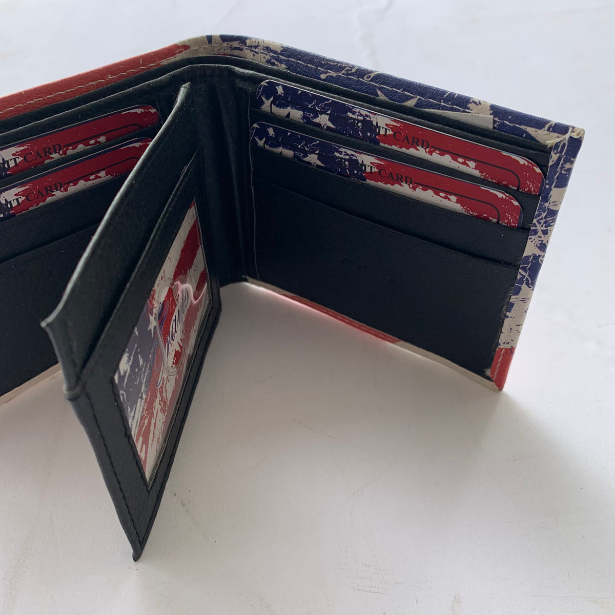 5" USA FLAG RED WHITE BLUE WALLET LEATHER BIFOLD WALLET NEW