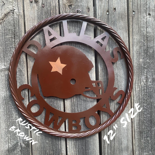 DALLAS COWBOYS HELMET BROWN CUSTOM VINTAGE METAL WALL ART WESTERN HOME DECOR VINTAGE RUSTIC BRONZE NEW