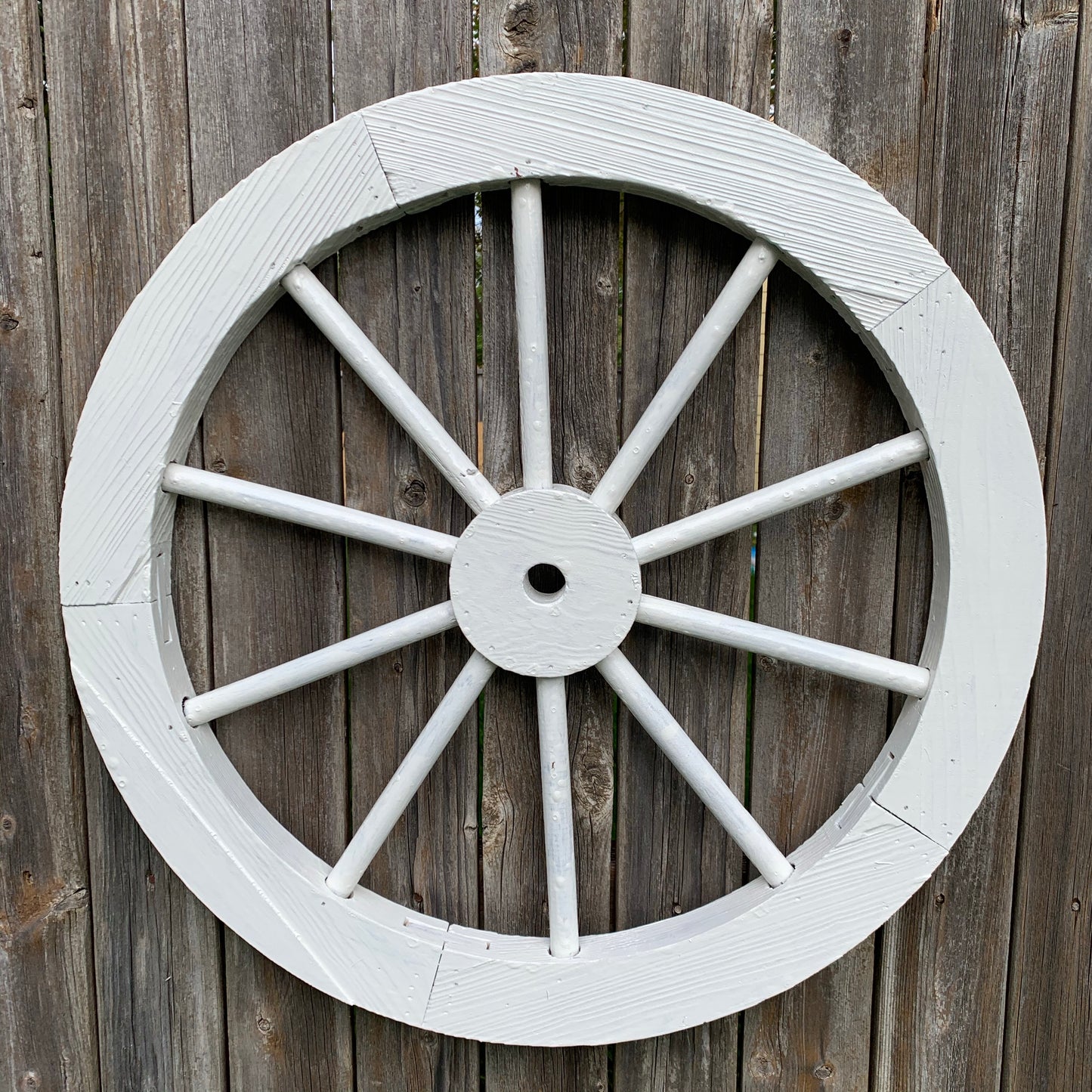 16",24",30" WAGON WHEEL BARN WHITE WOOD & MORE WESTERN HOME DECOR HANDMADE NEW #EH11189