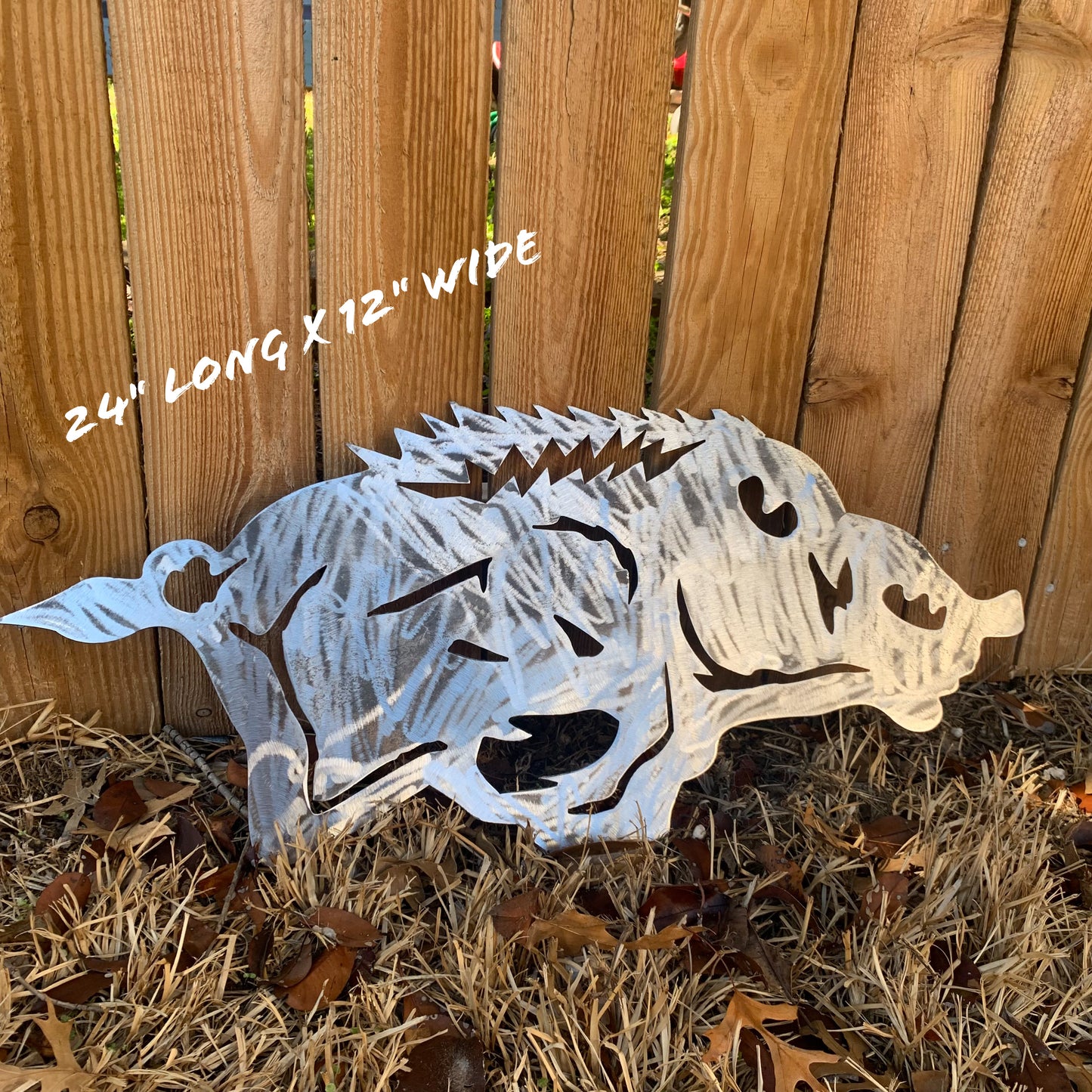 24" X 12" ARKANSAS RAZORBACKS CUSTOM RAW METAL VINTAGE CRAFT WIDE BAND RING TEAM SIGN HANDMADE