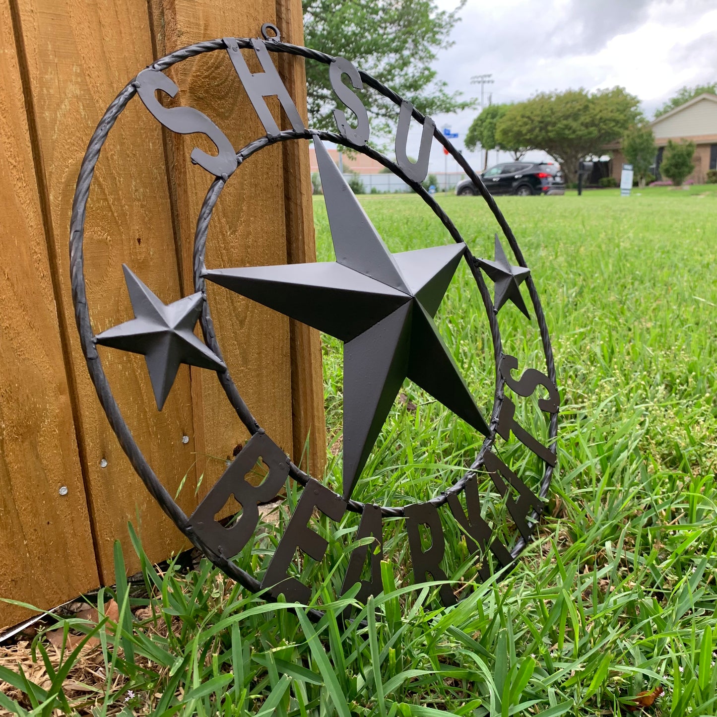 24",32" SHSU SAM HOUSTON BEARKATS RUSTIC BLACK METAL CUSTOM VINTAGE CRAFT RUSTIC BLACK TEAM STAR HANDMADE