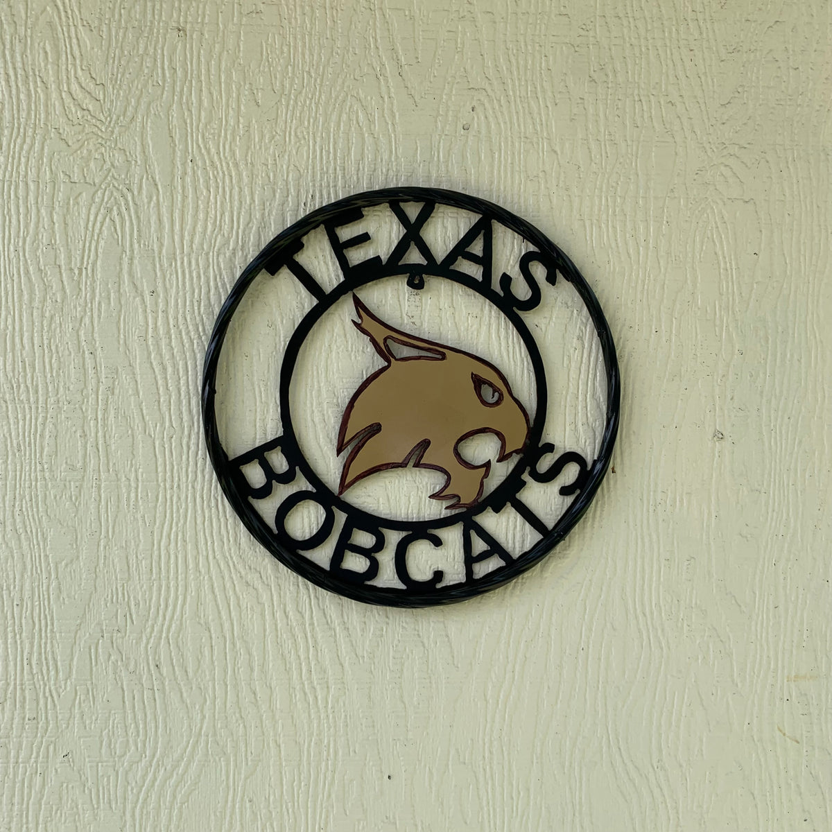 12" TEXAS BOBCATS CUSTOM METAL VINTAGE CRAFT SIGN TEAM WESTERN HOME DECOR HANDMADE