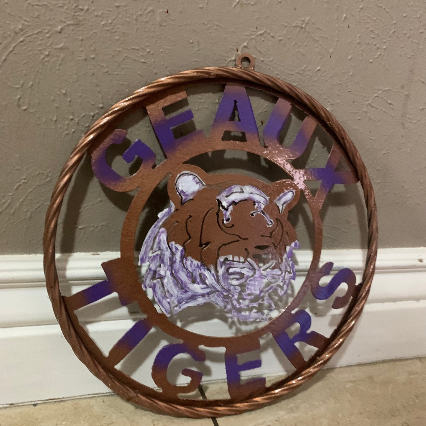 12",18",24",32" GEAUX TIGERS CUSTOM VINTAGE METAL CRAFT TEAM WALL ART HANDMADE