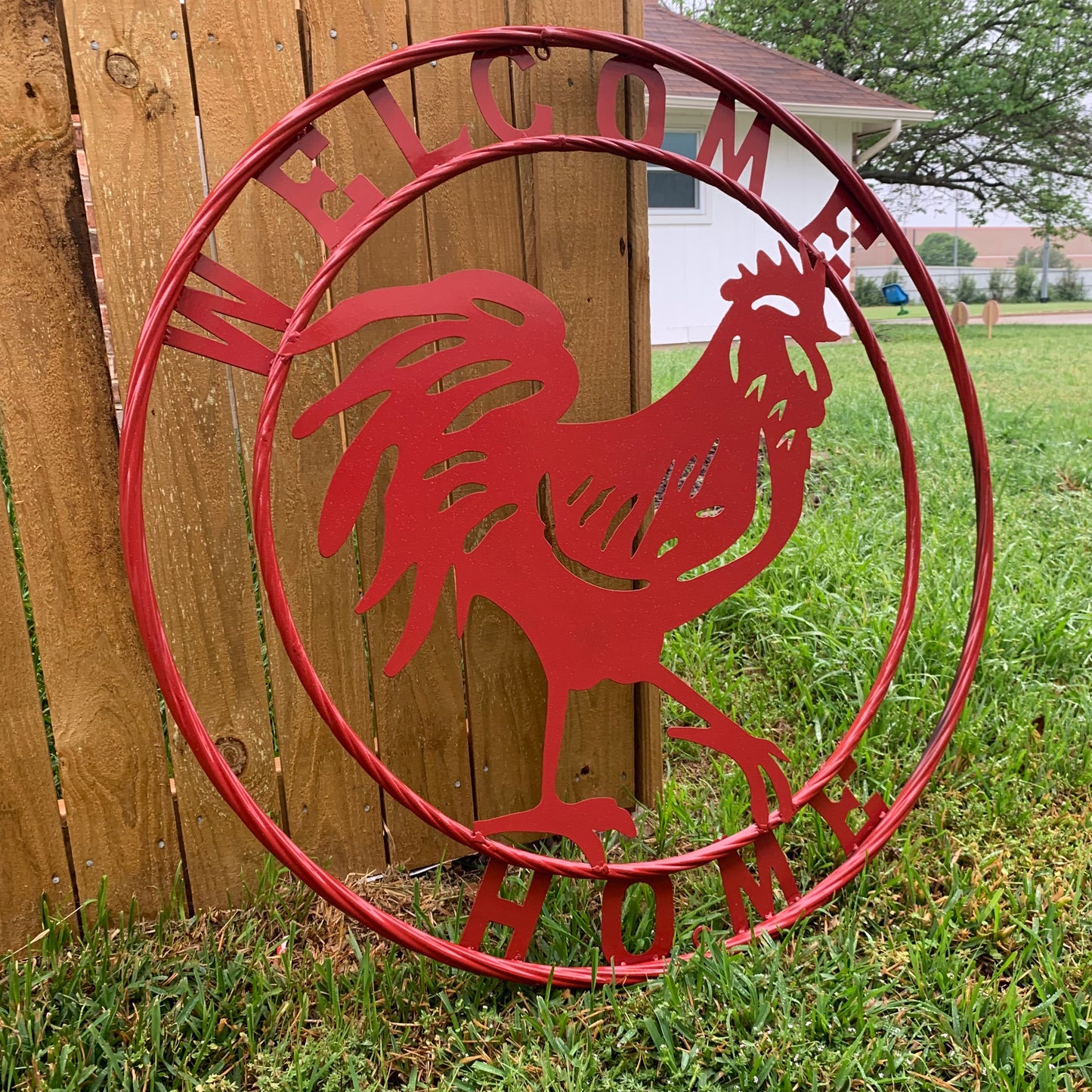 YOUR CUSTOM NAME RED ROOSTER LASERCUT METAL ART WITH RING DESIGN WESTERN METAL ANIMAL ART HOME WALL DECOR BRAND NEW