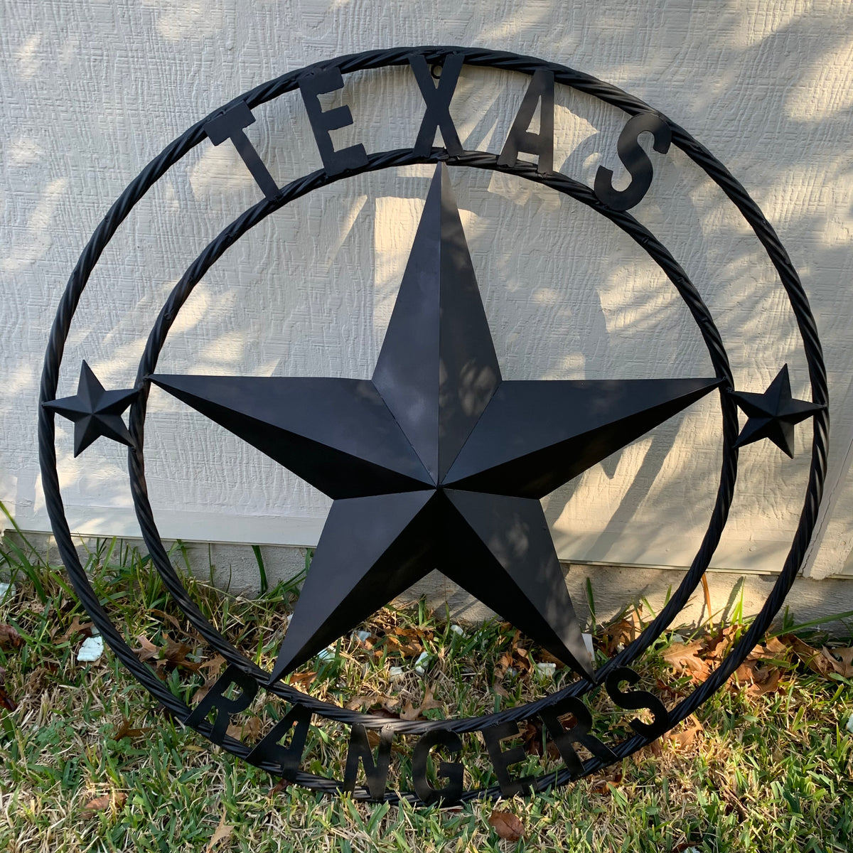 TEXAS RANGERS BLACK LONE STAR METAL TEAM WESTERN HOME DECOR CRAFT