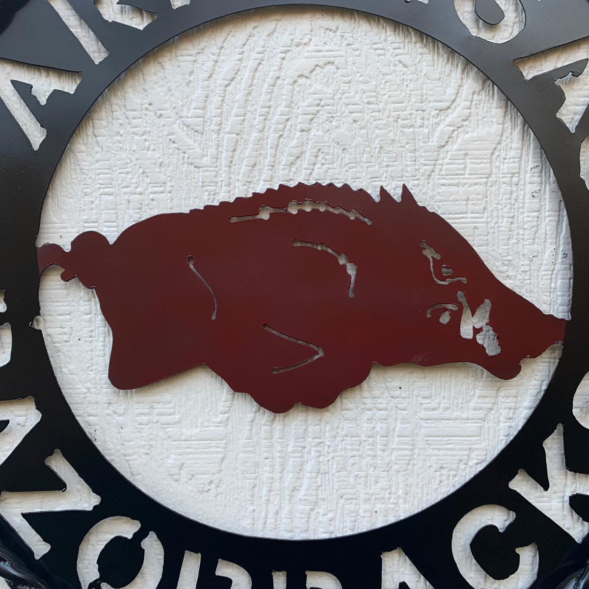12", 18", 24", 32" ARKANSAS RAZORBACKS CUSTOM METAL VINTAGE CRAFT WIDE BAND RING TEAM SIGN HANDMADE