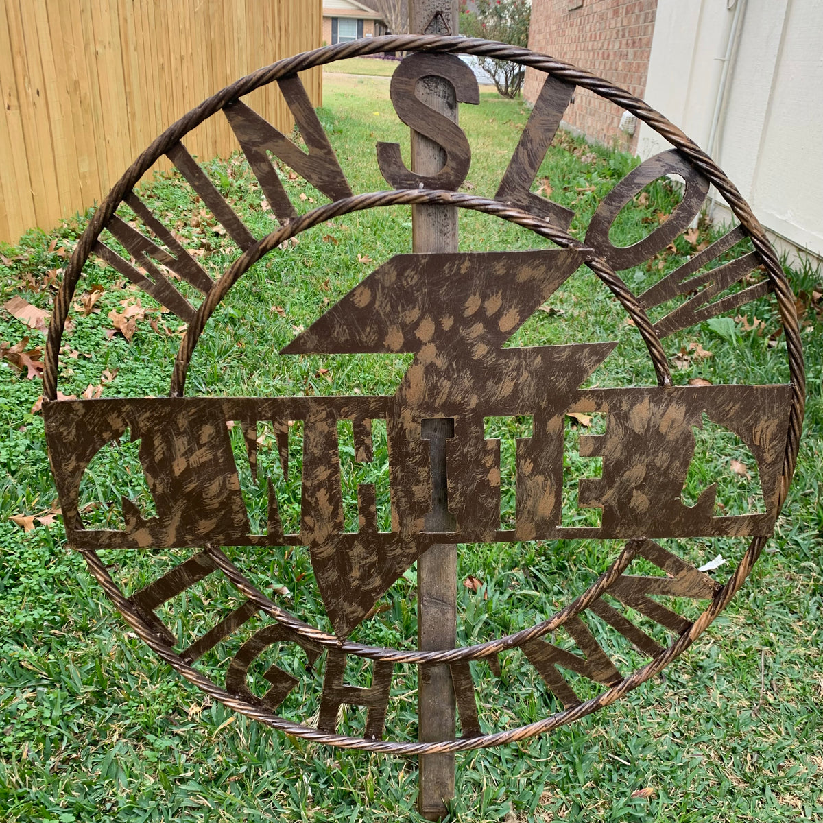 CUSTOM NAME LIGHTNIN HORSE STYLE SIGN RAW METAL BARN ROPE RING WESTERN HOME DECOR HANDMADE 24",32",36"
