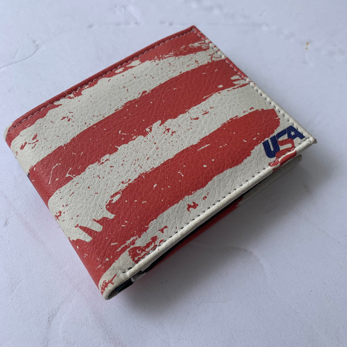 5" USA FLAG RED WHITE BLUE WALLET LEATHER BIFOLD WALLET NEW