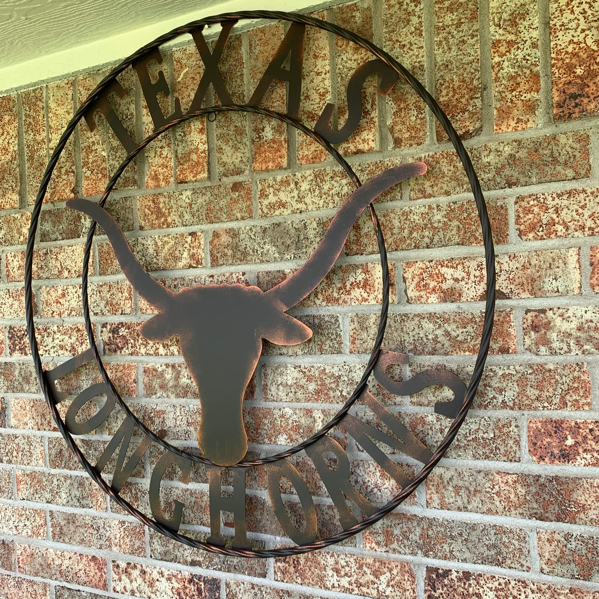 TEXAS LONGHORNS CUSTOM METAL VINTAGE CRAFT SIGN TEAM ART WESTERN HOME DECOR RUSTIC BRONZE HANDMADE #EH12565