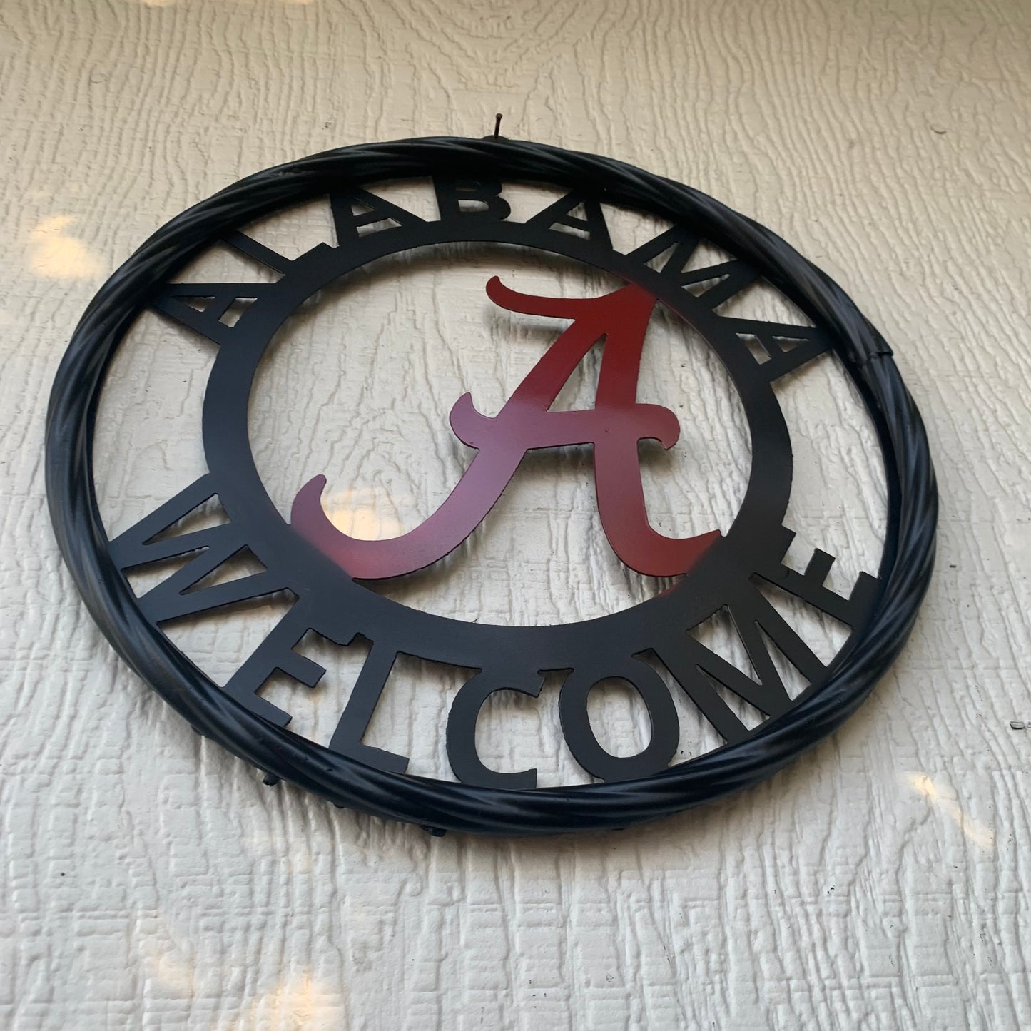ALABAMA WELCOME RED & BLACK CUSTOM METAL VINTAGE SIGN TEAM HANDMADE
