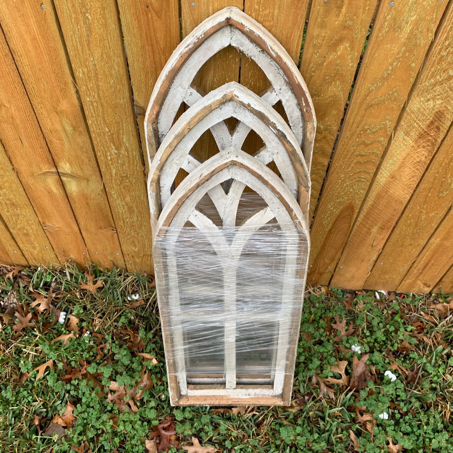 28",32",36" CATHEDRAL WINDOW WOOD 3PCS SET WESTERN HOME DECOR HANDMADE CRAFT NEW #EH11560