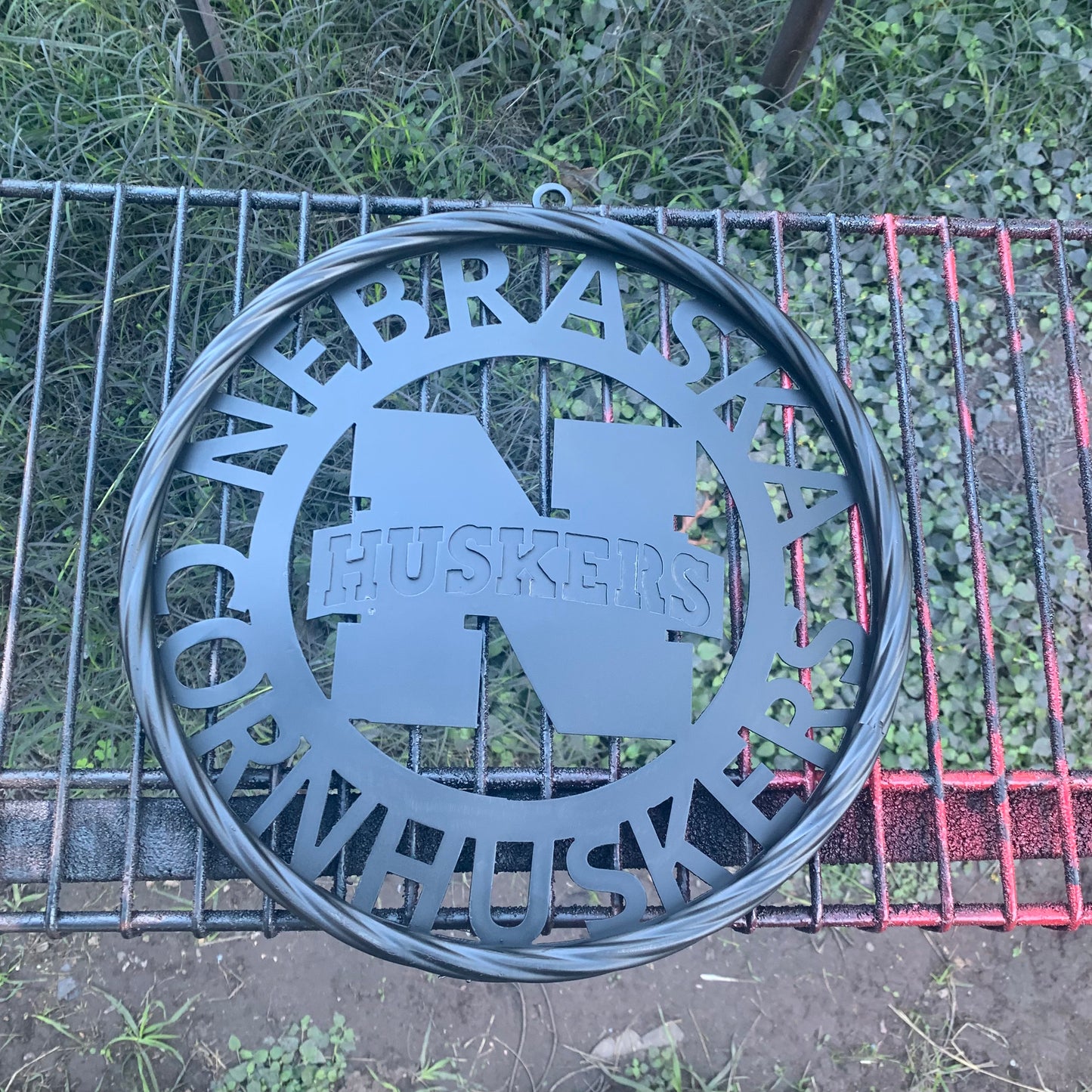 12" NEBRASKA HUSKERS BLACK METAL CUSTOM VINTAGE CRAFT TEAM SIGN