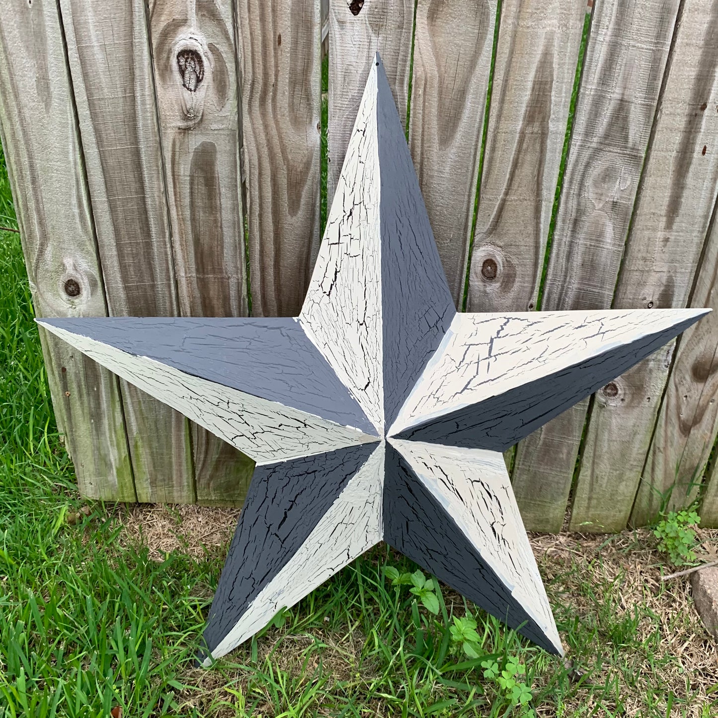CRACKLE STYLE BEIGE & BLACK METAL BARN STAR METAL WALL ART WESTERN HOME DECOR RUSTIC NEW