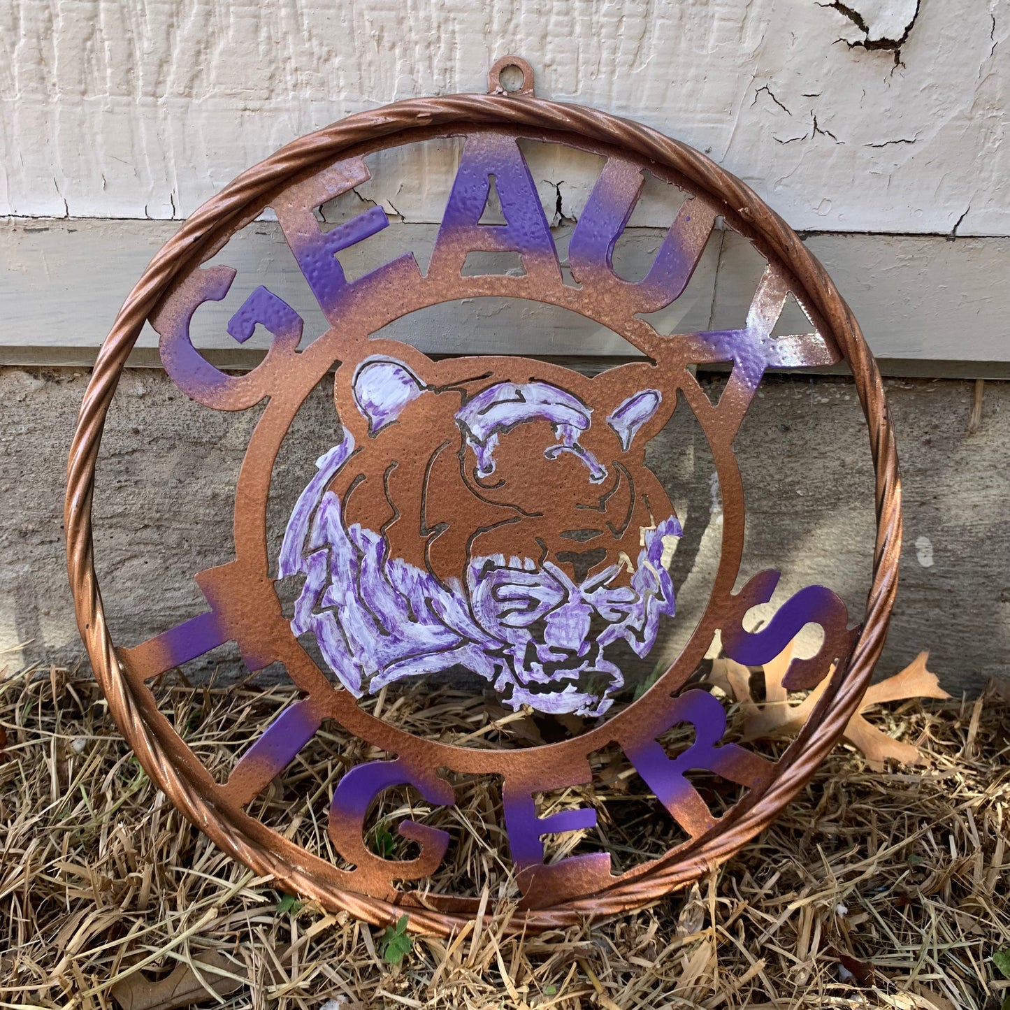12",18",24",32" GEAUX TIGERS CUSTOM VINTAGE METAL CRAFT TEAM WALL ART HANDMADE