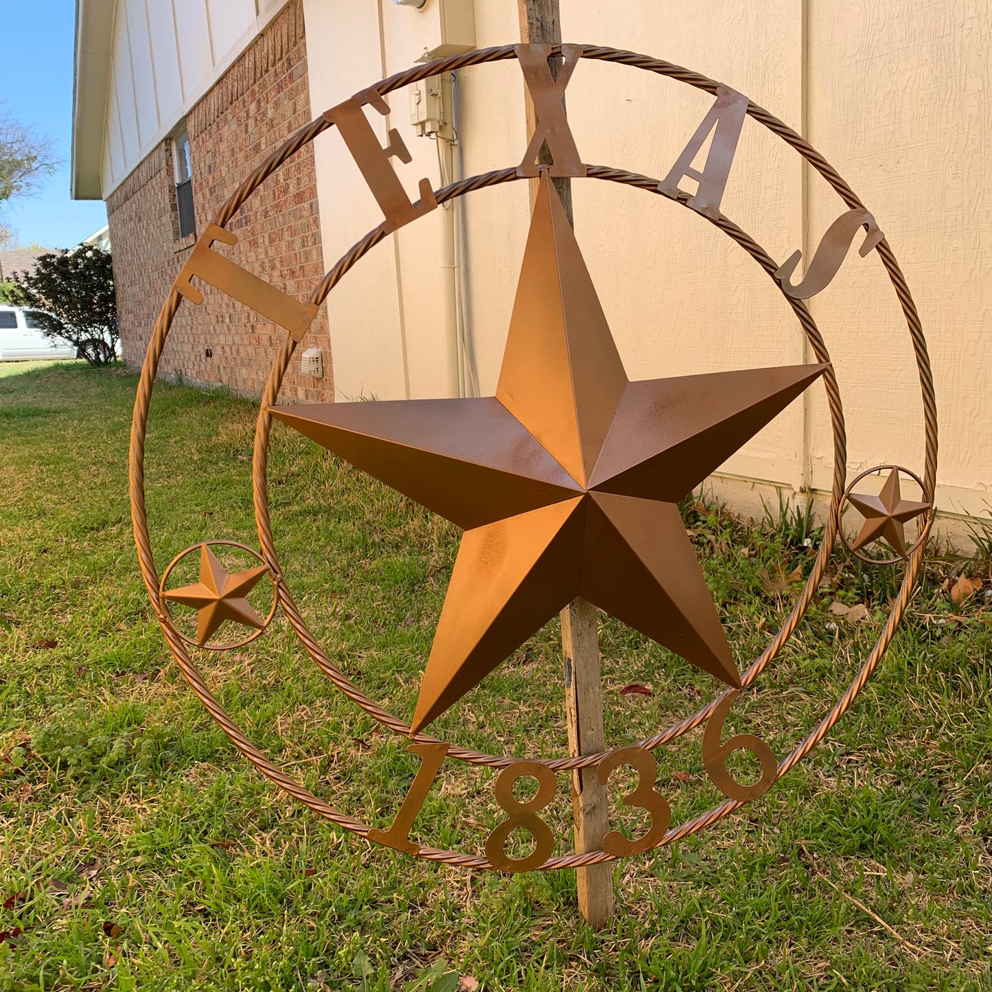 24", 32",36",40" TEXAS 1836 HAMMERED COPPER  BARN STAR METAL WALL WESTERN HOME DECOR HANDMADE NEW