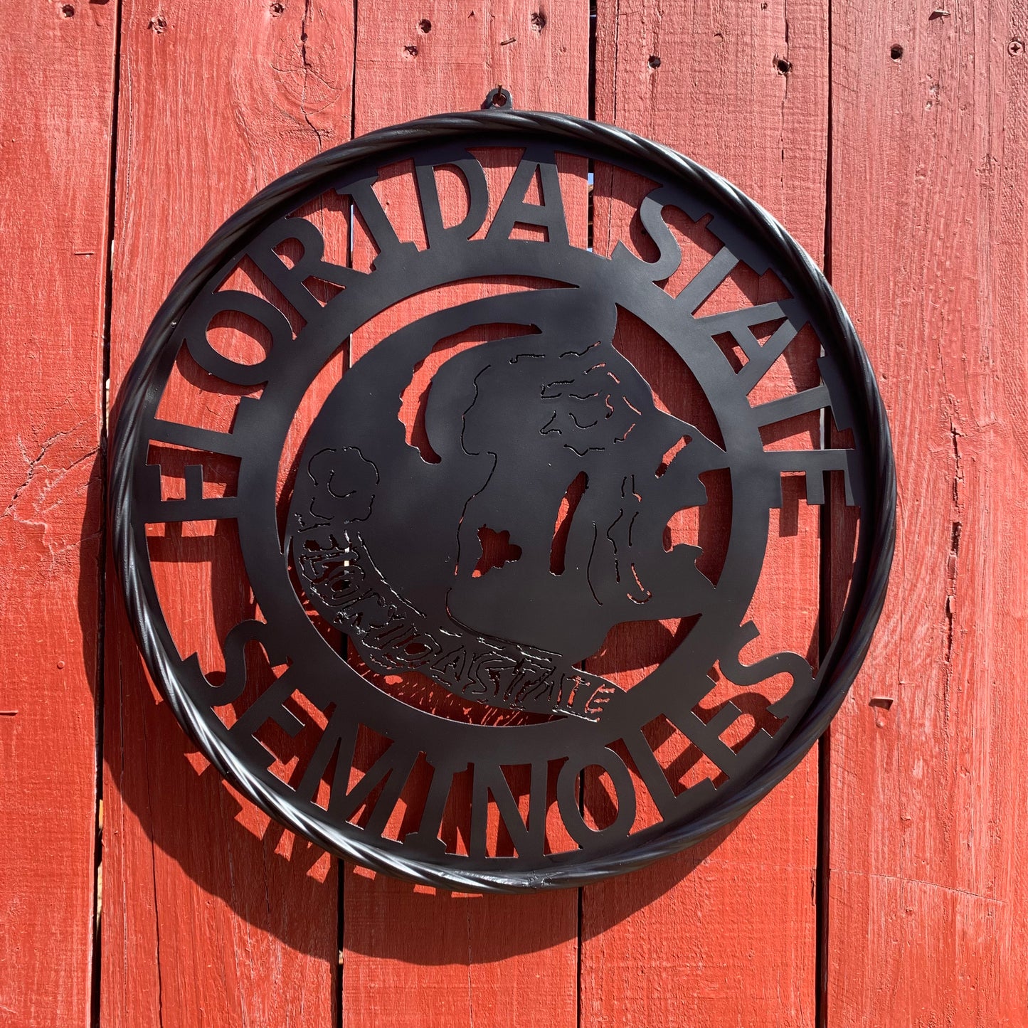 12",18", 24", 32" FSU FLORIDA STATE SEMINOLES INDIAN BLACK METAL CUSTOM VINTAGE CRAFT TEAM SIGN