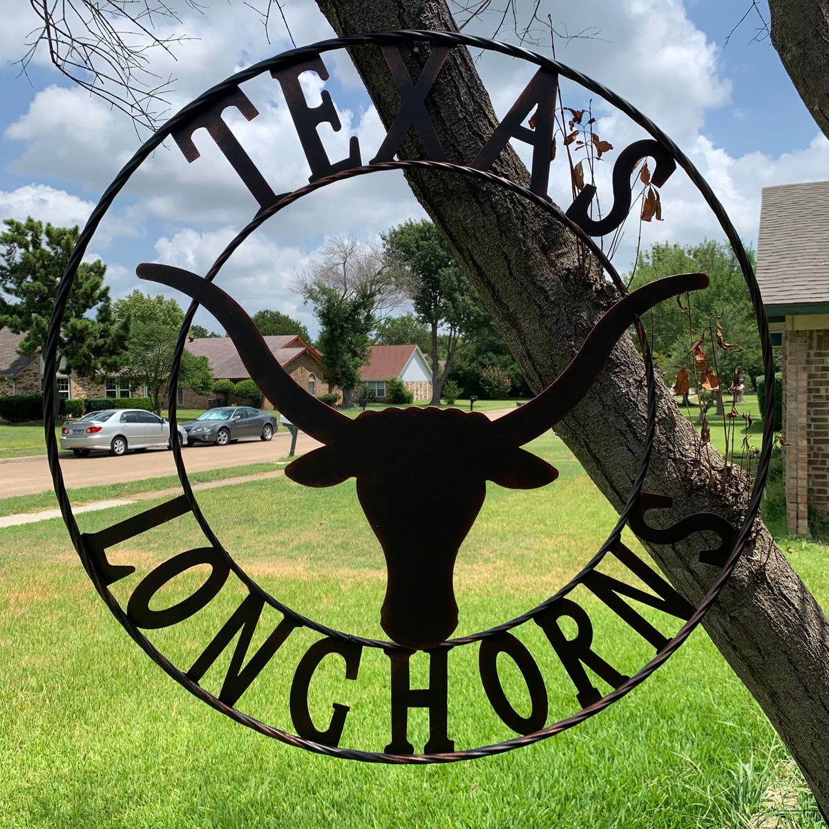 TEXAS LONGHORNS CUSTOM METAL VINTAGE CRAFT SIGN TEAM ART WESTERN HOME DECOR RUSTIC BRONZE HANDMADE #EH12565