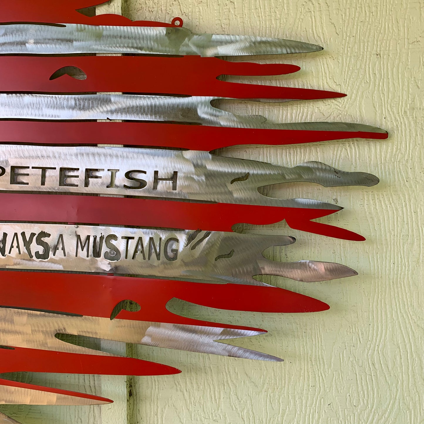 CUSTOM NAME KANSAS CITY CHIEFS METAL TATTERED FLAG CUSTOM VINTAGE CRAFT WALL ART HANDMADE