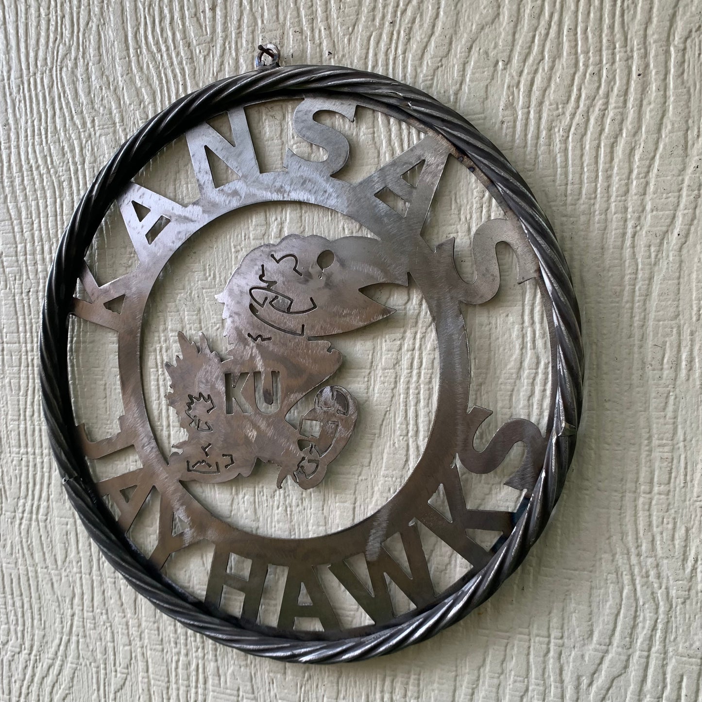 KANSAS JAYHAWKS RAW METAL CUSTOM VINTAGE CRAFT WALL ART TEAM SIGN HANDMADE