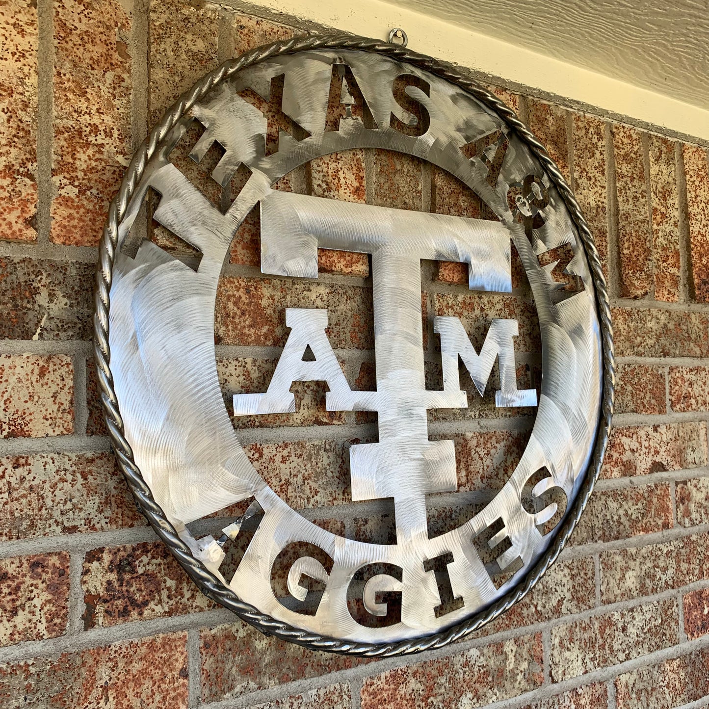 TEXAS A&M WIDE BAND RAW METAL CUSTOM VINTAGE CRAFT WALL ART TEAM SIGN HANDMADE