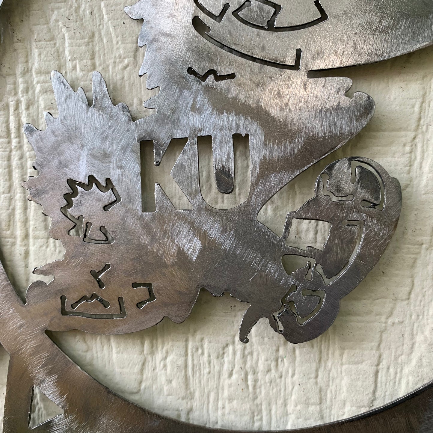KANSAS JAYHAWKS RAW METAL CUSTOM VINTAGE CRAFT WALL ART TEAM SIGN HANDMADE