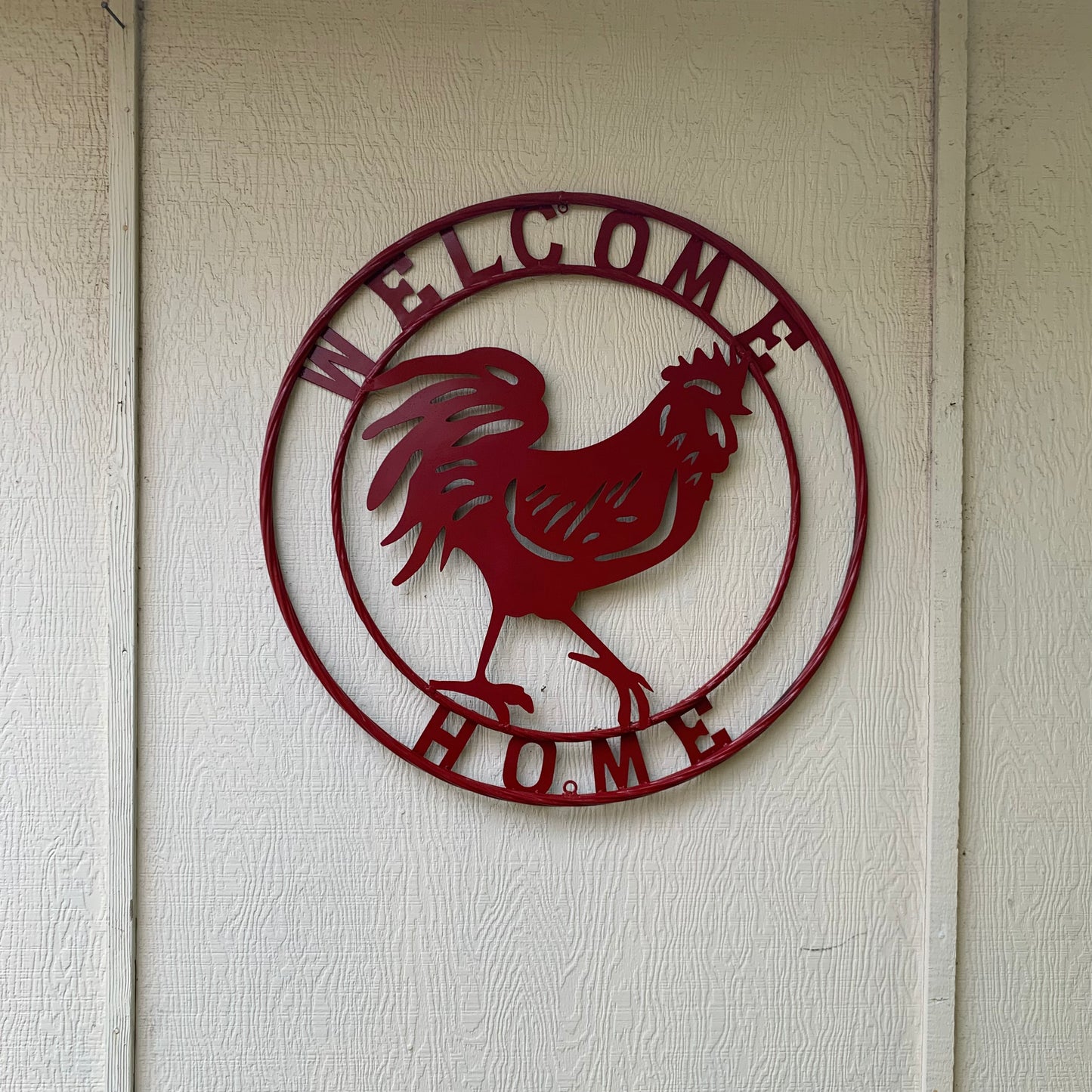 YOUR CUSTOM NAME RED ROOSTER LASERCUT METAL ART WITH RING DESIGN WESTERN METAL ANIMAL ART HOME WALL DECOR BRAND NEW