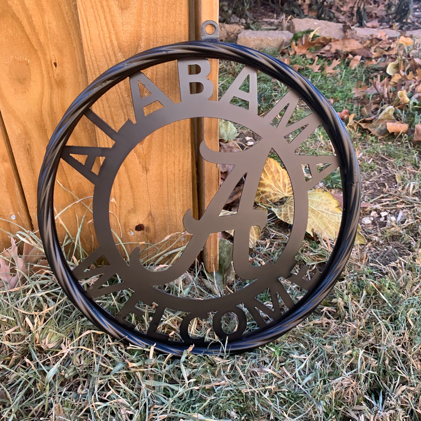 ALABAMA WELCOME CUSTOM ALL BLACK METAL VINTAGE SIGN TEAM HANDMADE