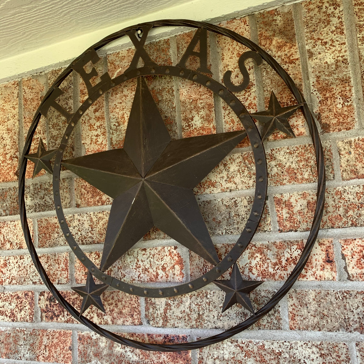 24" TEXAS BEADED COLIBROX BARN STAR METAL LONE STAR WESTERN HOME DECOR HANDMADE RUSTIC BRONZE COPPER NEW